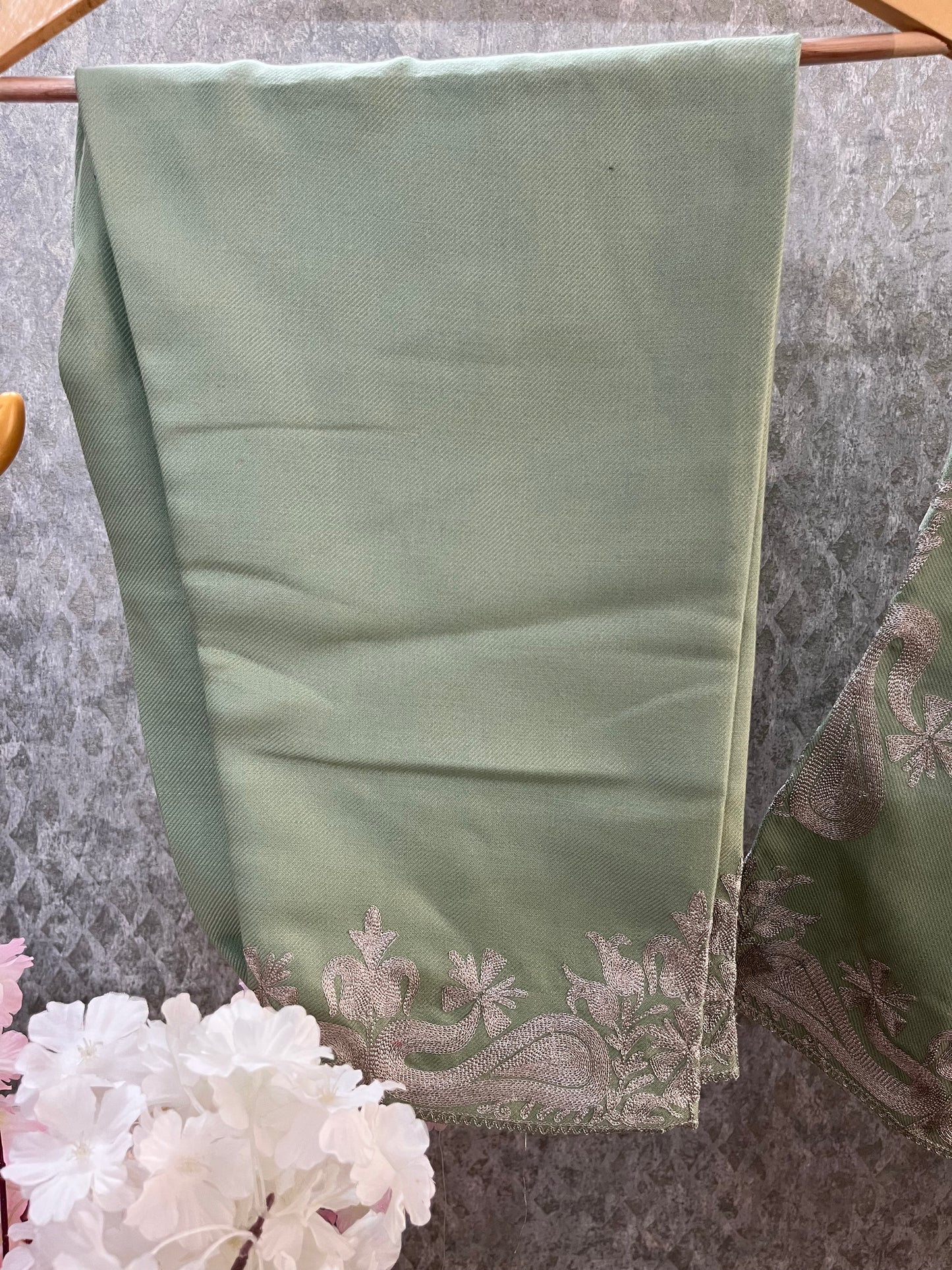 Light Green Woollen Kashmiri Co-Ord Set ( Size 48)
