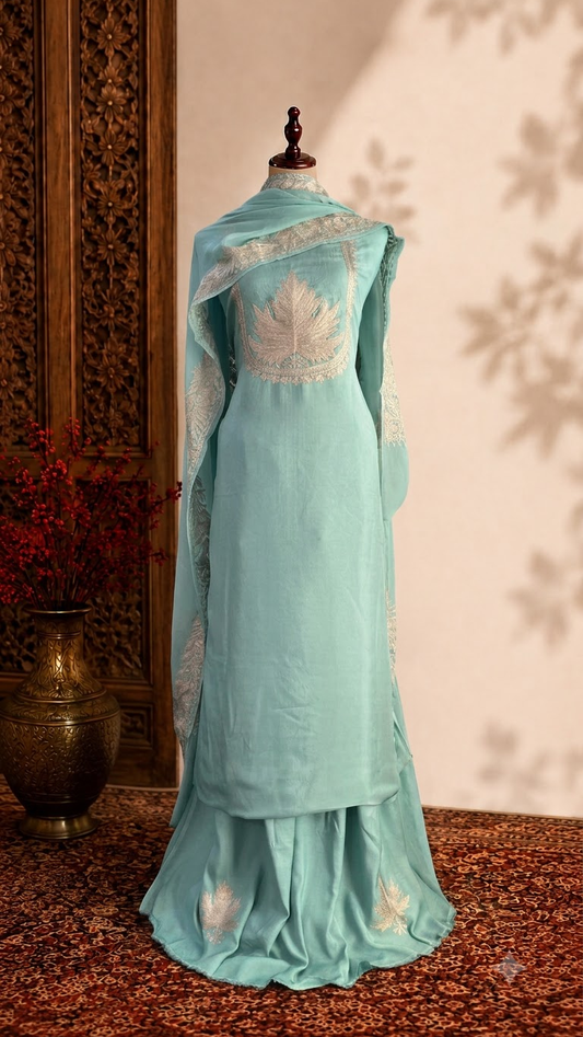 Sky Blue Sanam’ Tilla Kashmiri Silk Suit