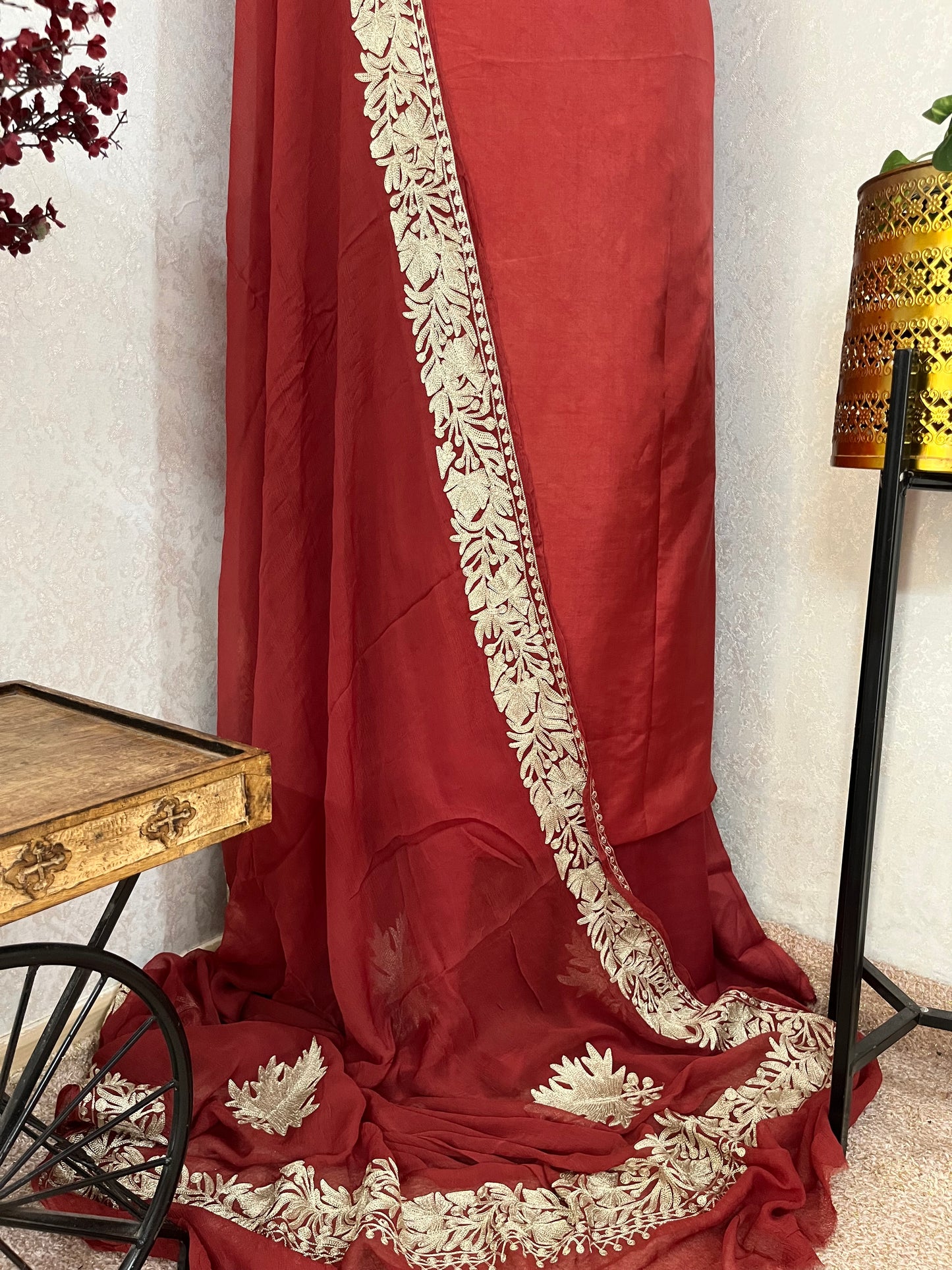 Rust Sanam’ Tilla Kashmiri Silk Suit