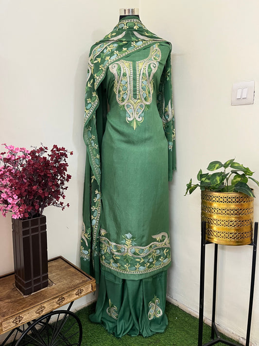 Pastel Green Opada Silk Kashmiri Suits