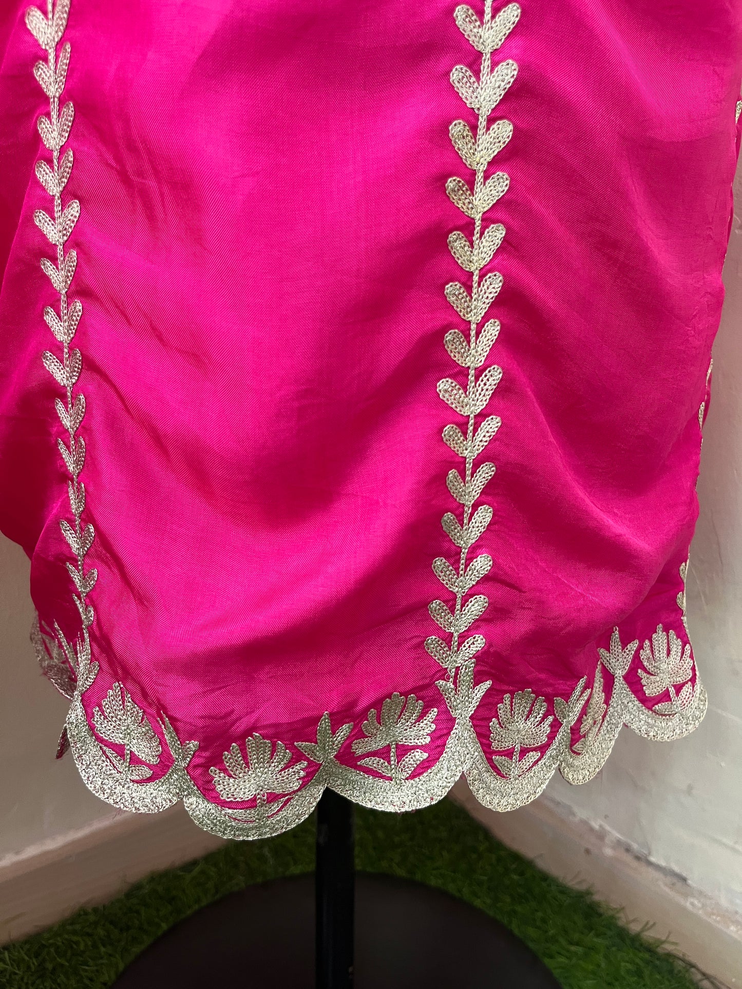 Sanam’ Hot Pink Silk Tilla Embroidered Suit material