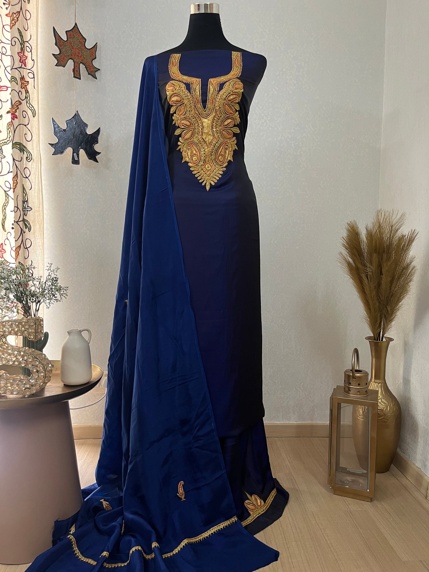 Royal Blue Silk Puff Tilla Embroidered Suit