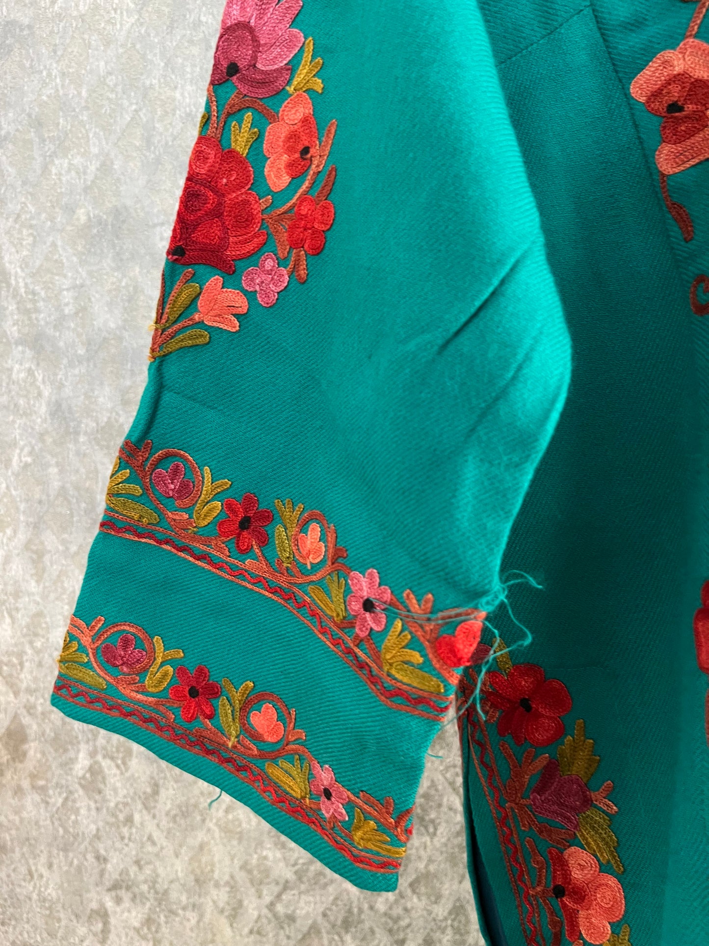 Green Aari Embroidered Wool Pheran