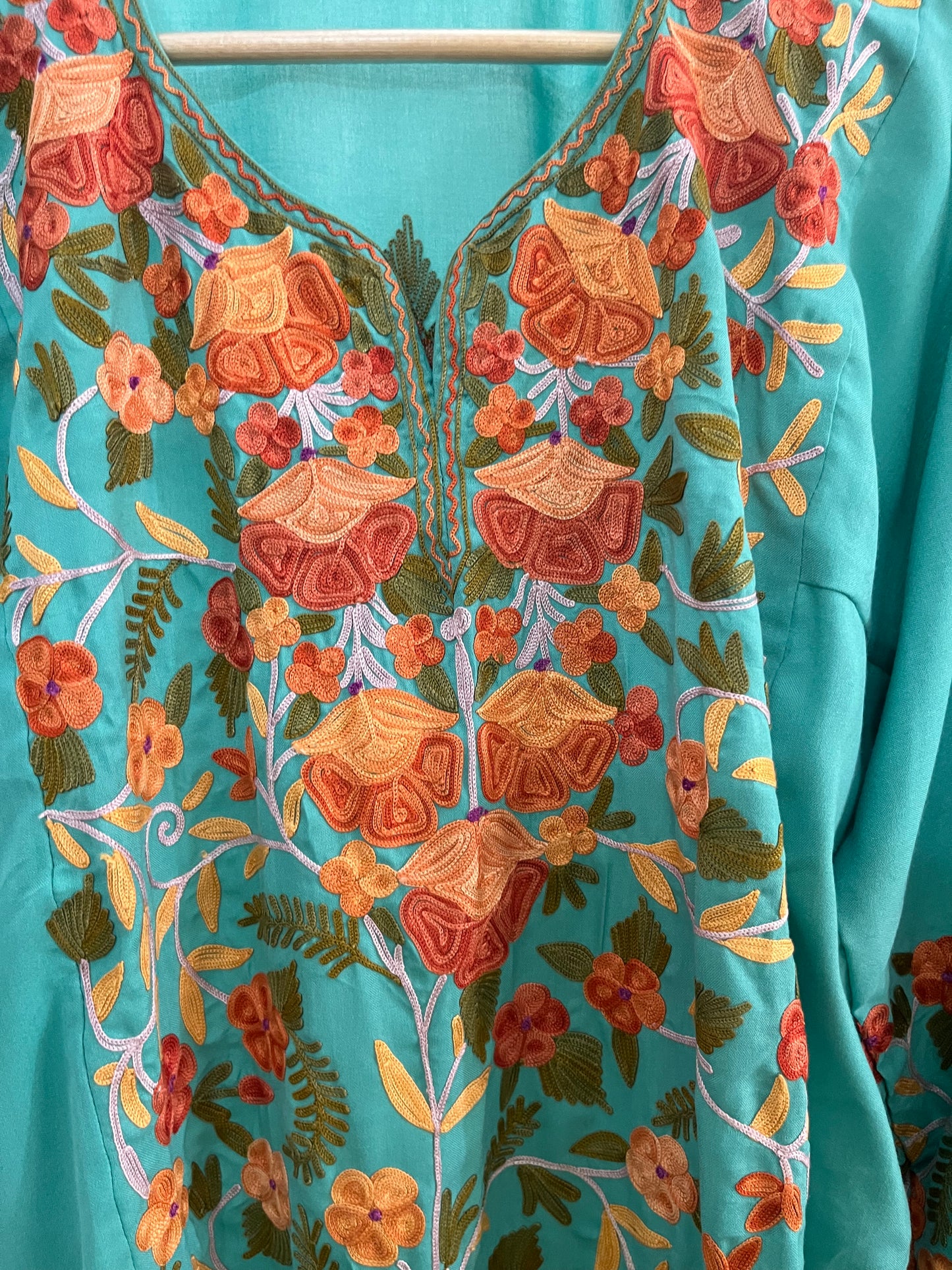 Sea Green Cotton Front Jaal Pheran Set  Size (46)
