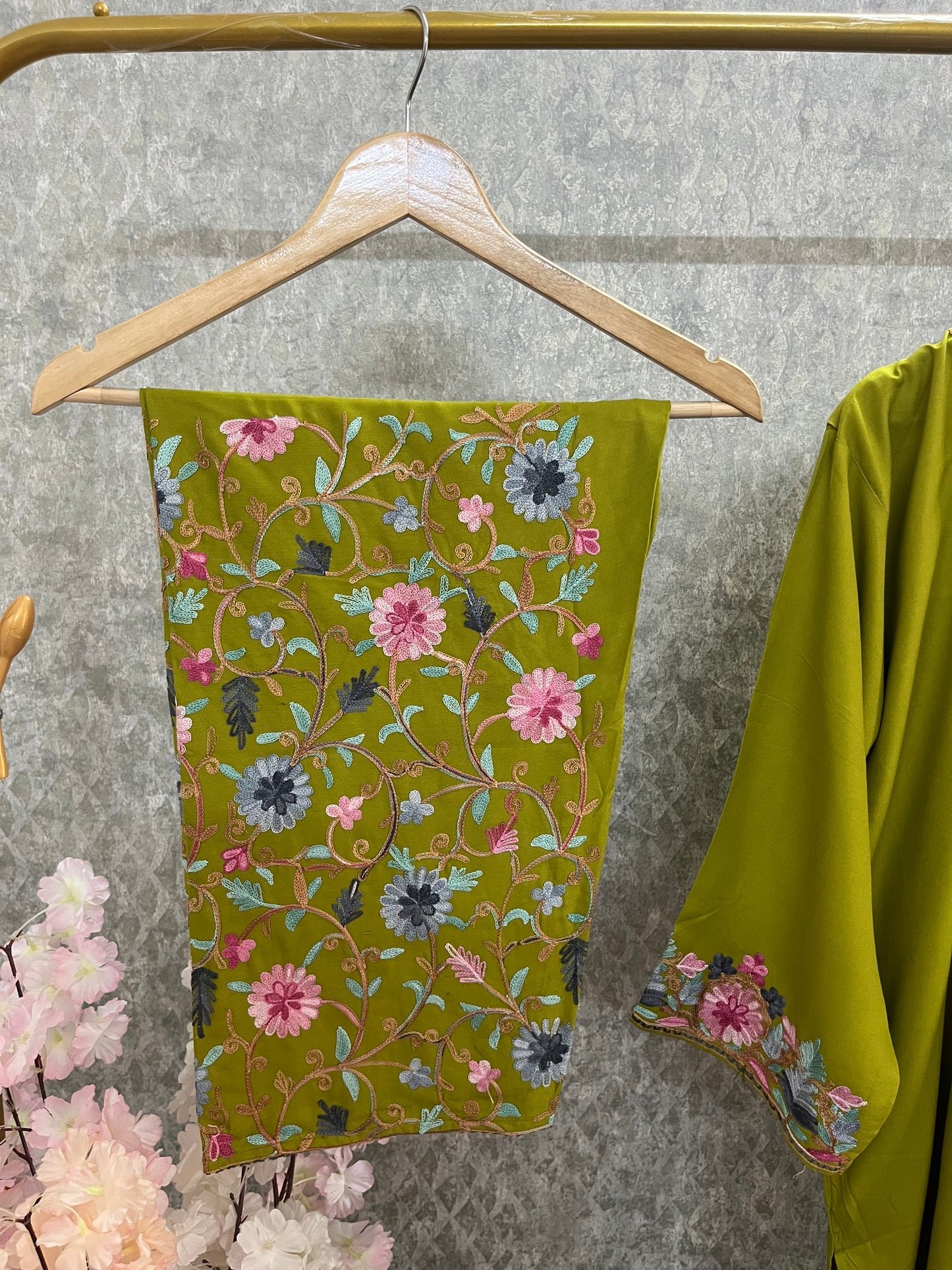 Heena Green Cotton Stitched Co-ord Set(46)