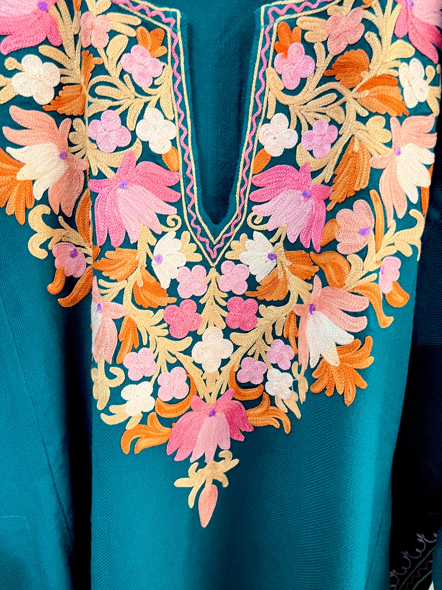 Green Aari Embroidered Wool Pheran