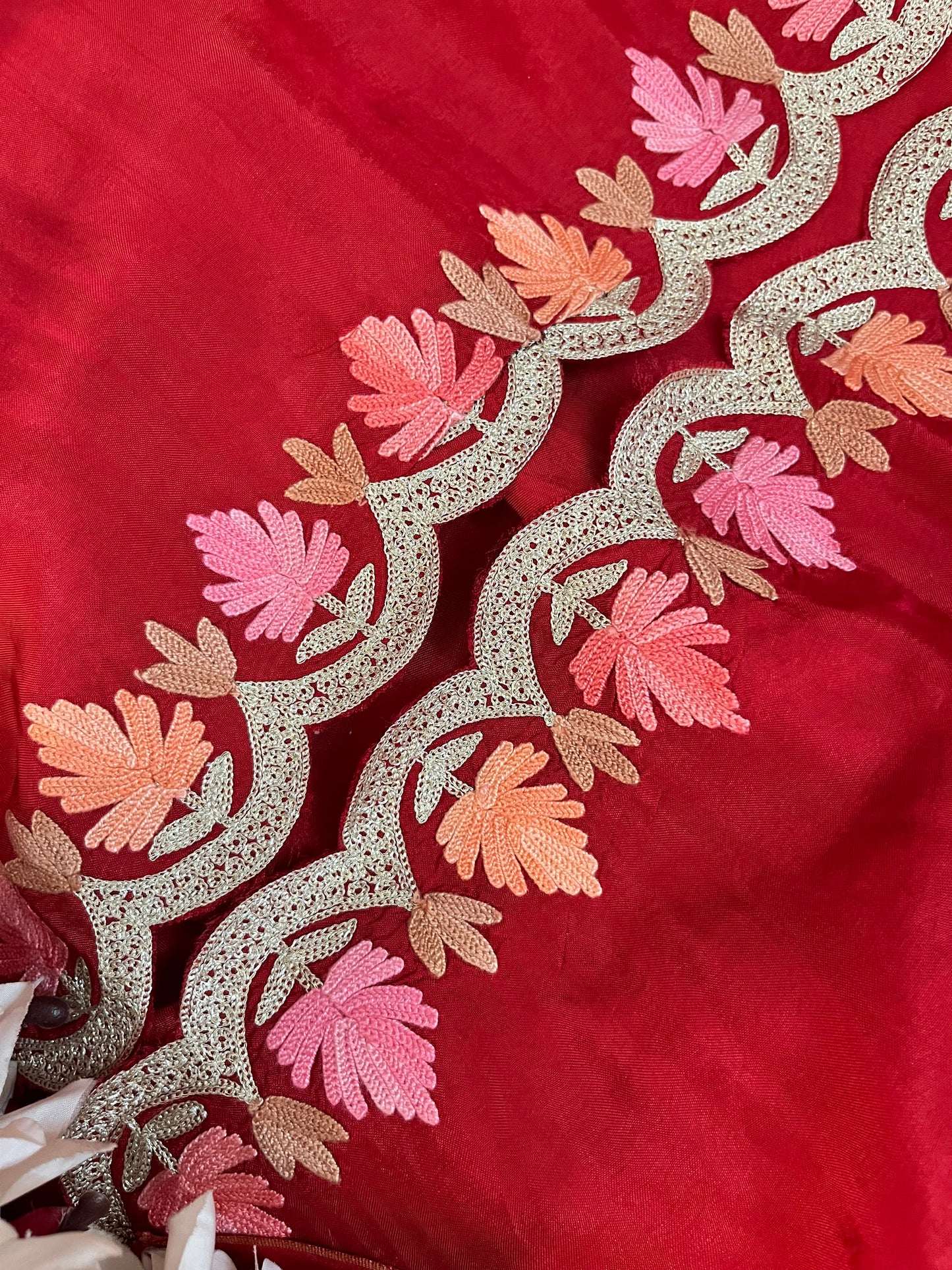 Sanam’ Maroon Silk Aari Embroidered Suit material