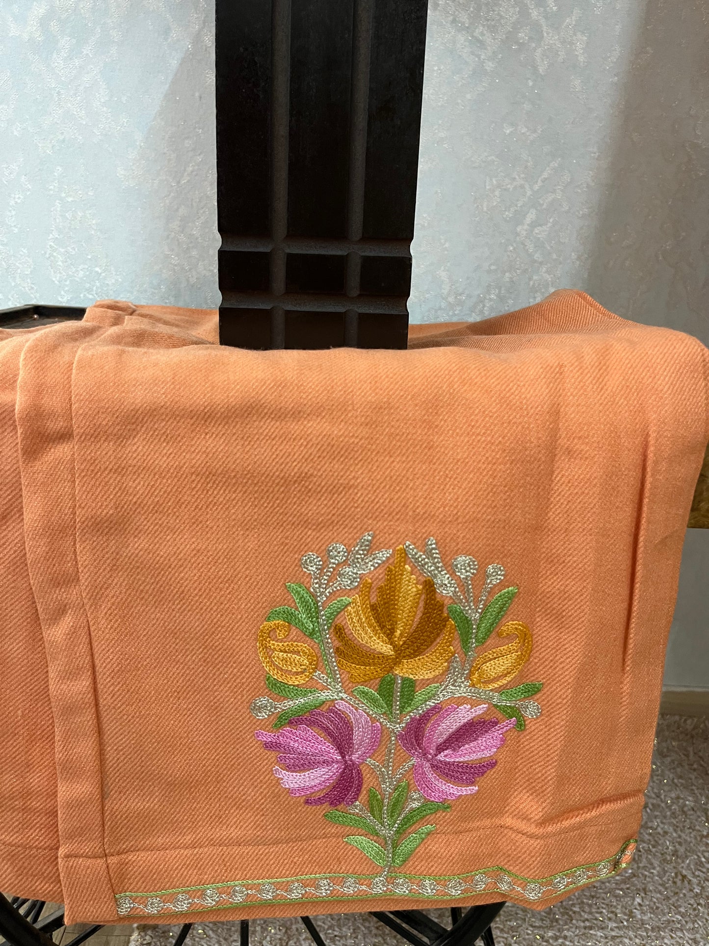 Orange Woollen Kashmiri Kaftan Set