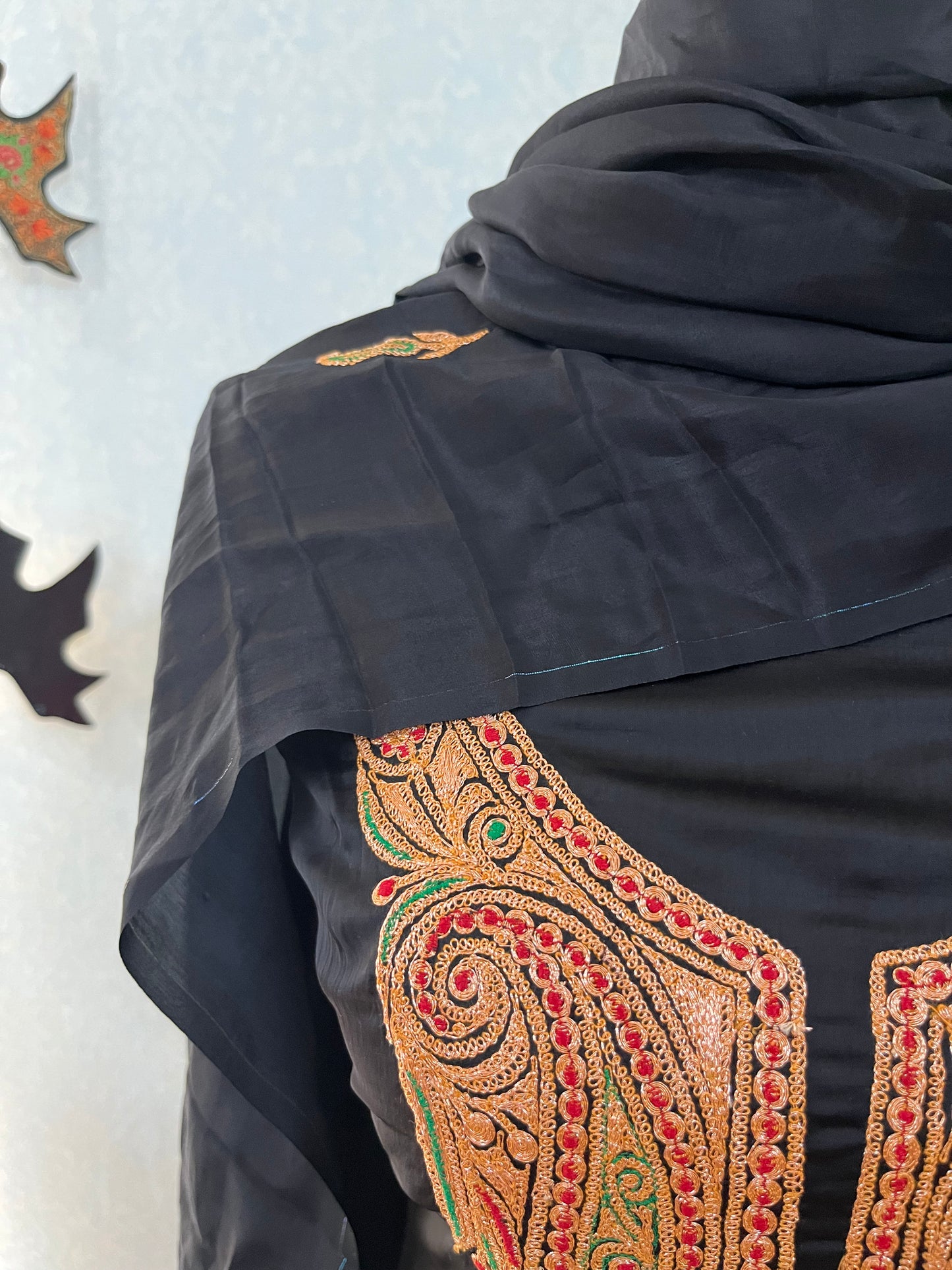 Black Silk Puff Tilla Embroidered Suit