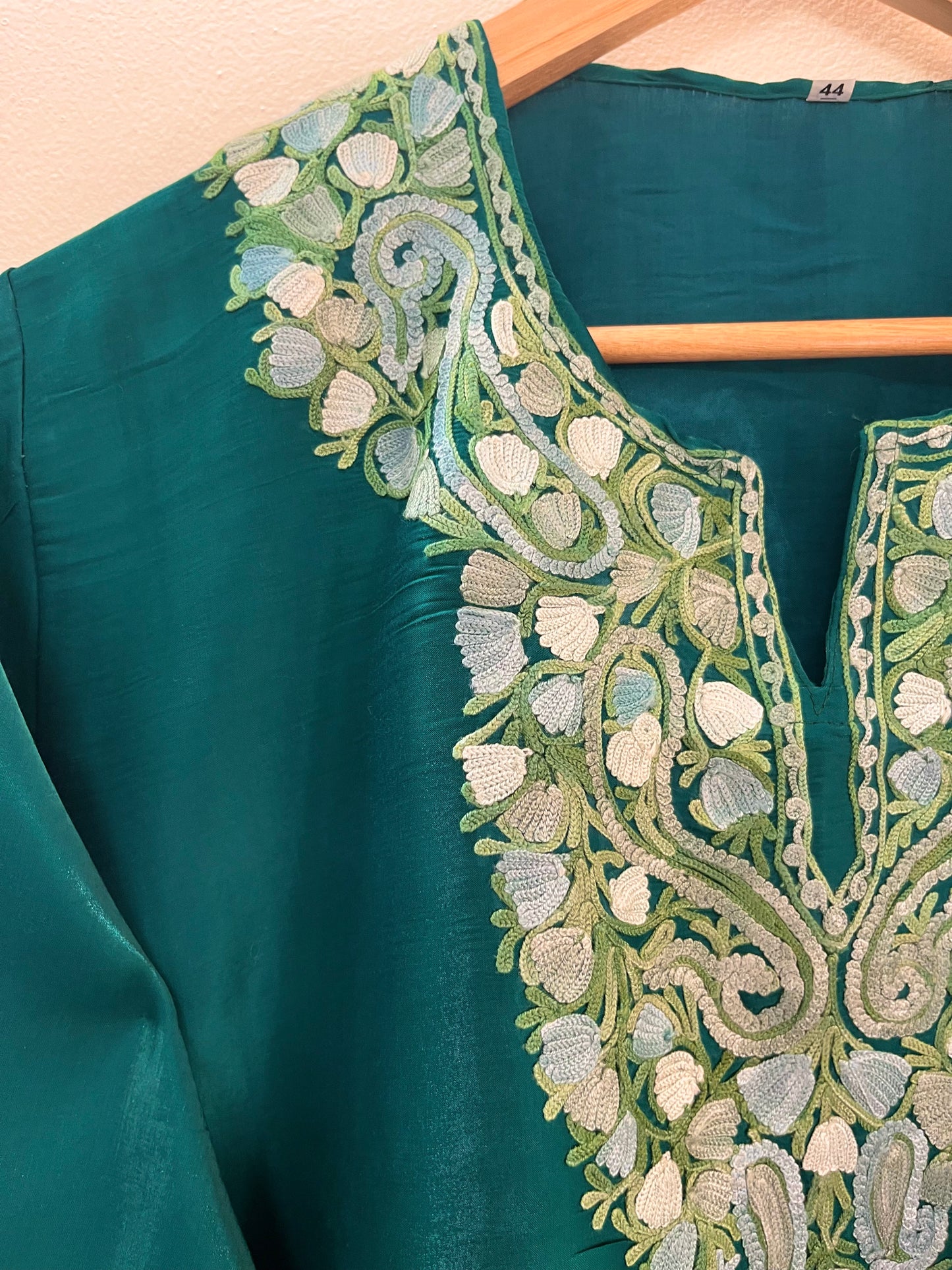 Green Shimmer Silk Stitched Co-ord Set