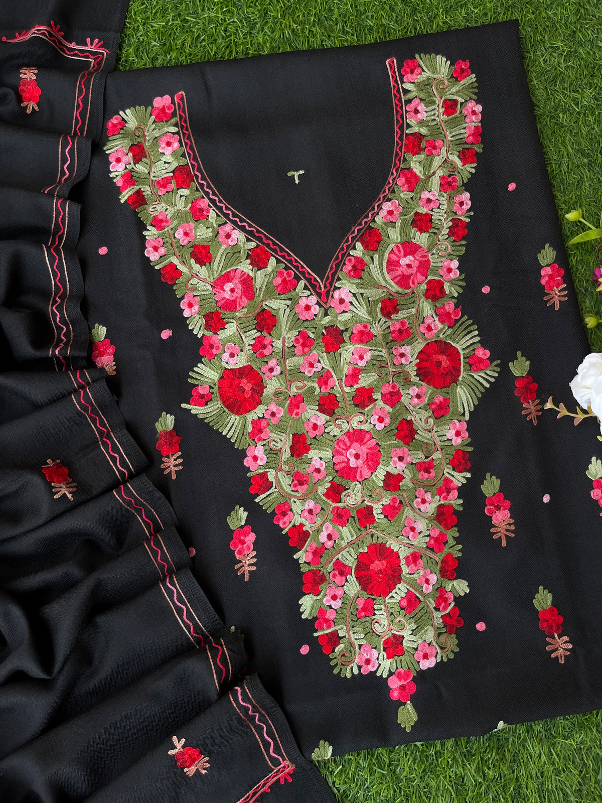 Black Woollen Aari Embroidered 3pc suit