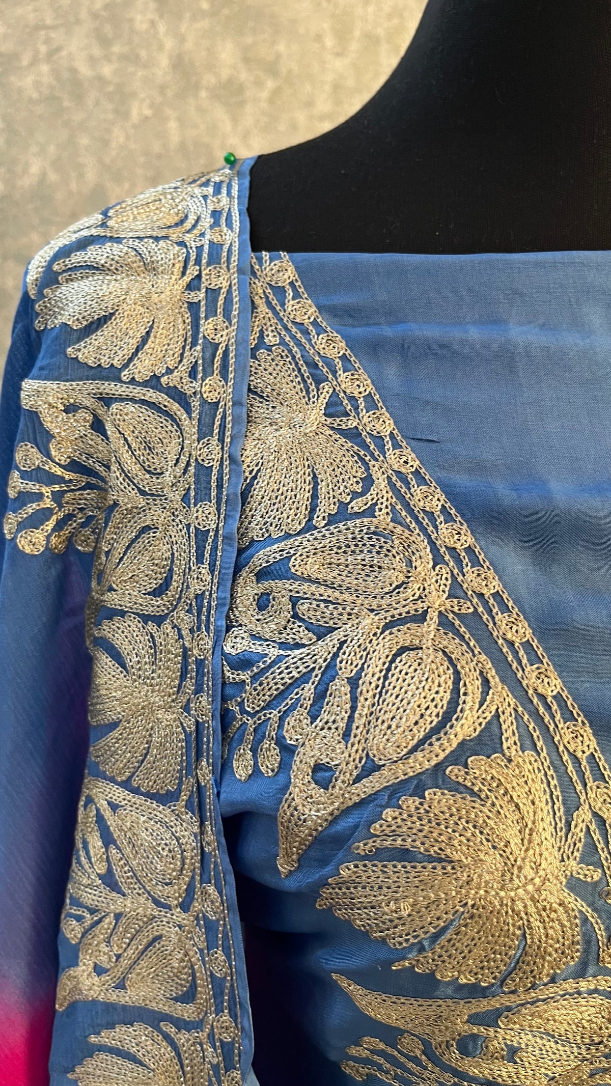 Blue Sanam Silk Kashmiri Suit