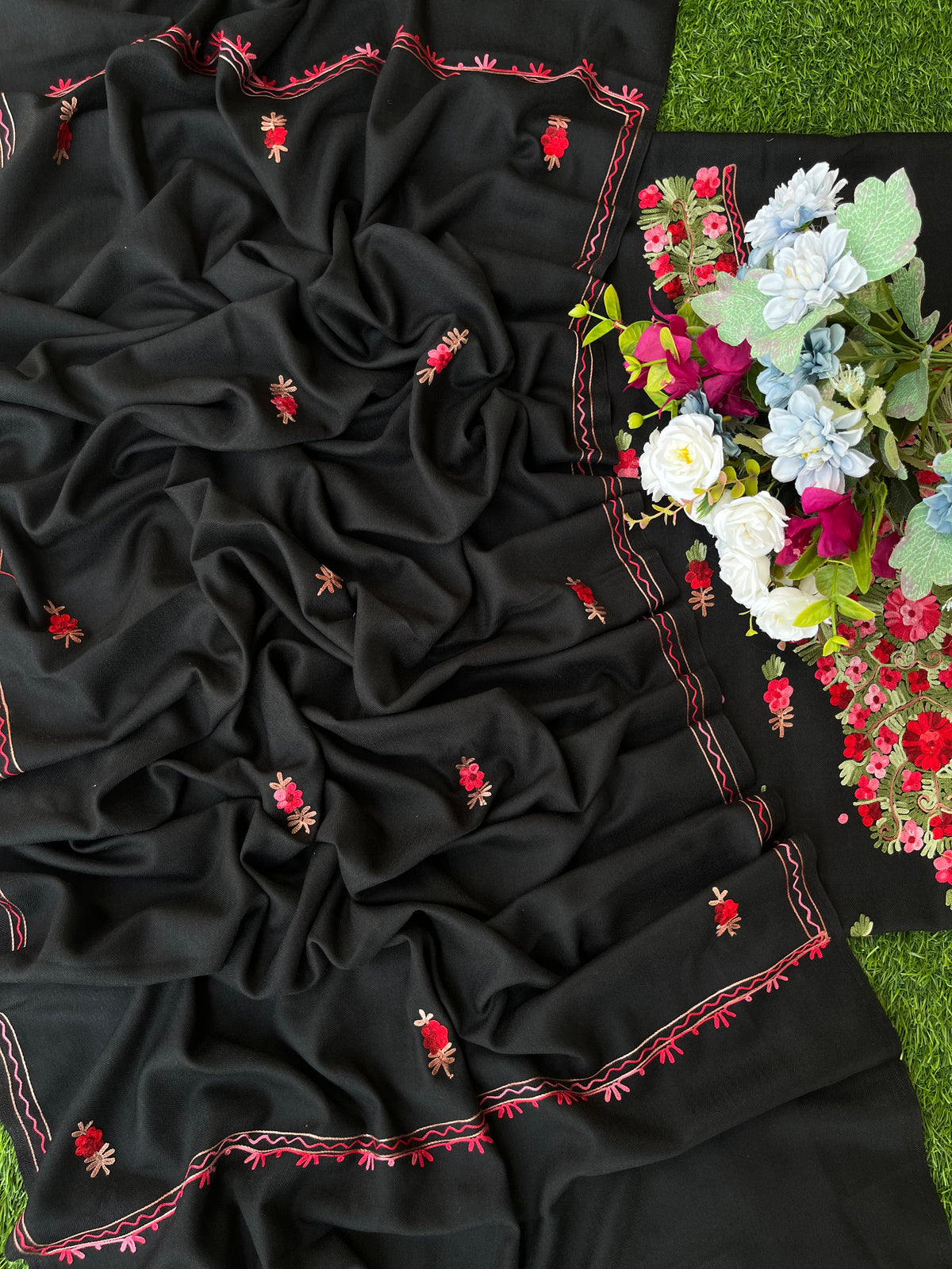 Black Woollen Aari Embroidered 3pc suit