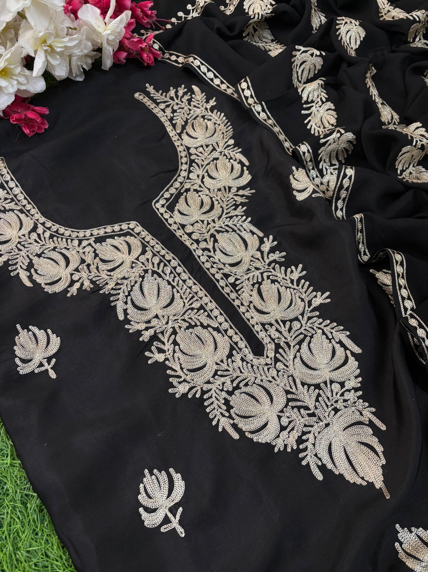 Sanam Silk Kashmiri Suit with Potli