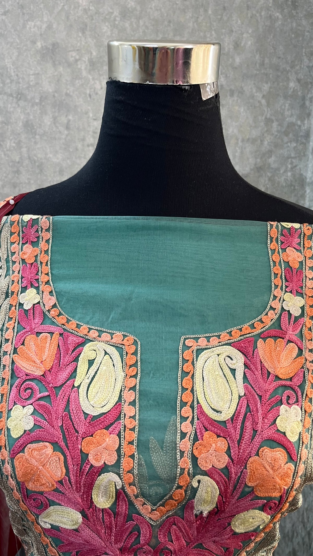 Tea Green Tissue Kashmiri Suit