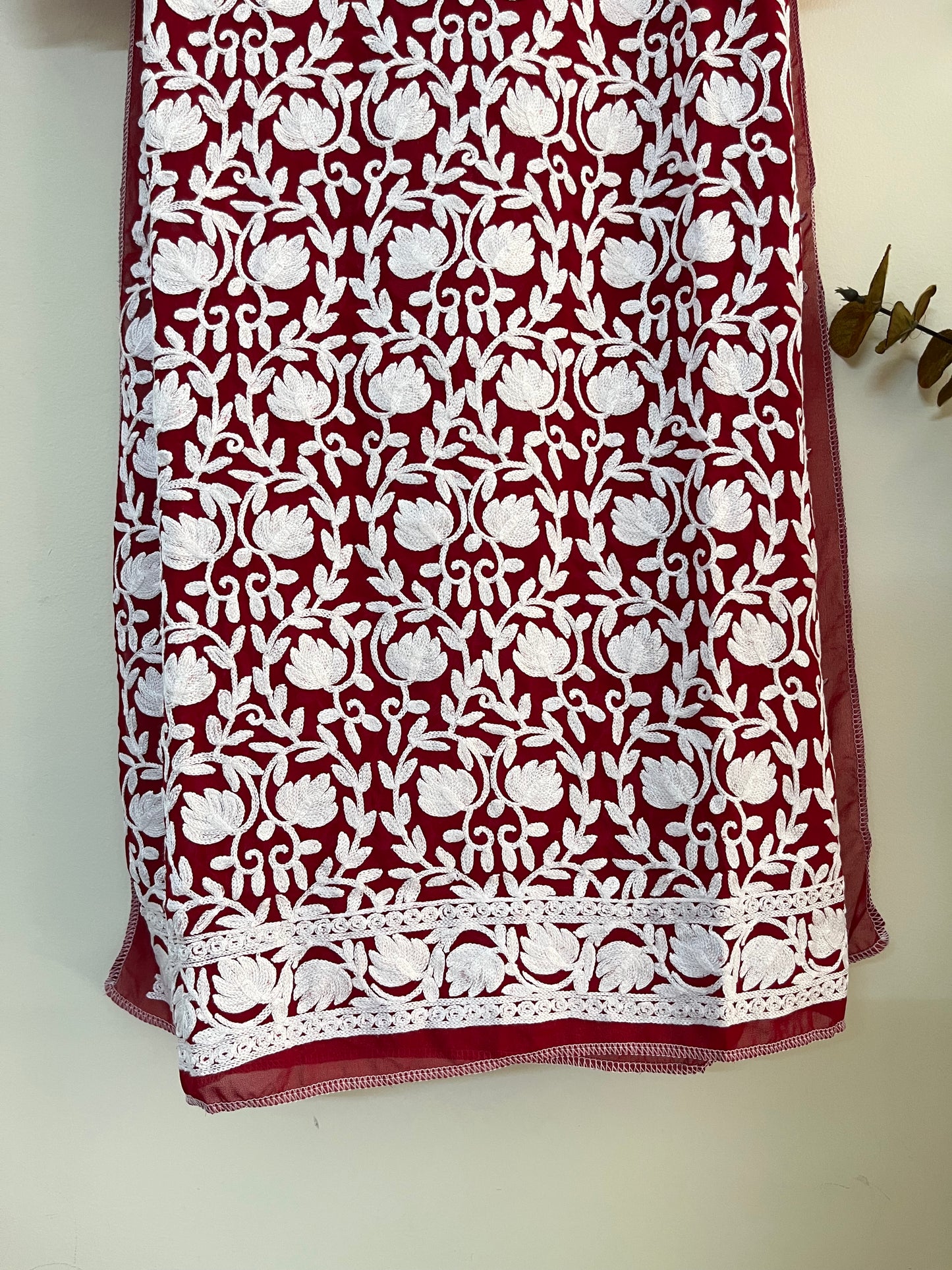 Georgette Front Back Jaal Kashmiri  Semi Stitched Kurta