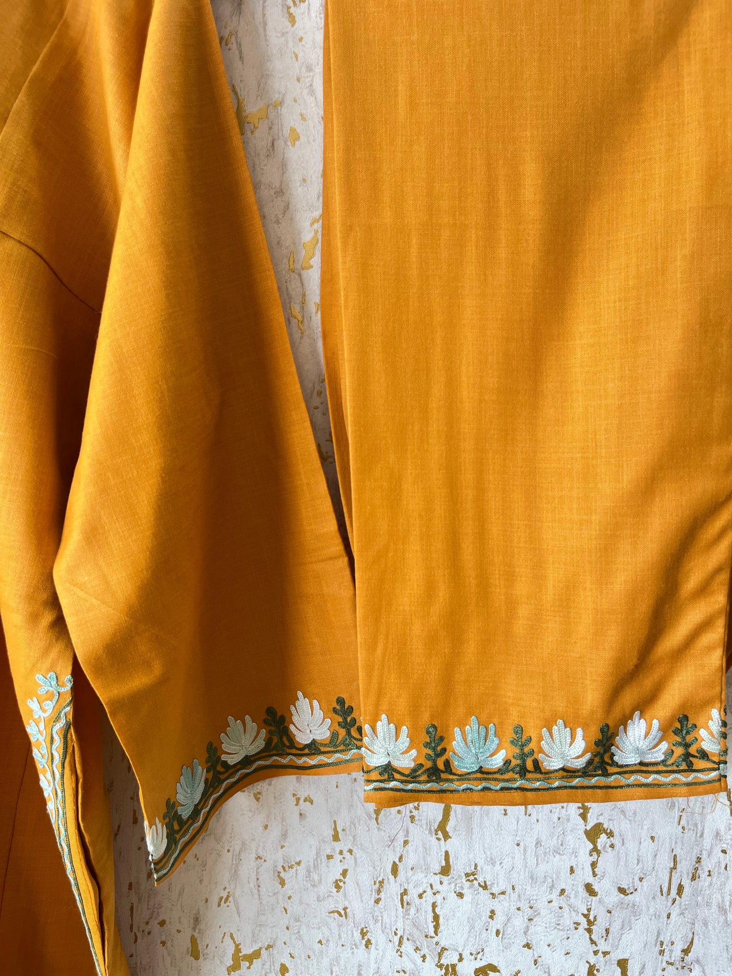 Mustard yellowCotton Pheran Set (Free Size)