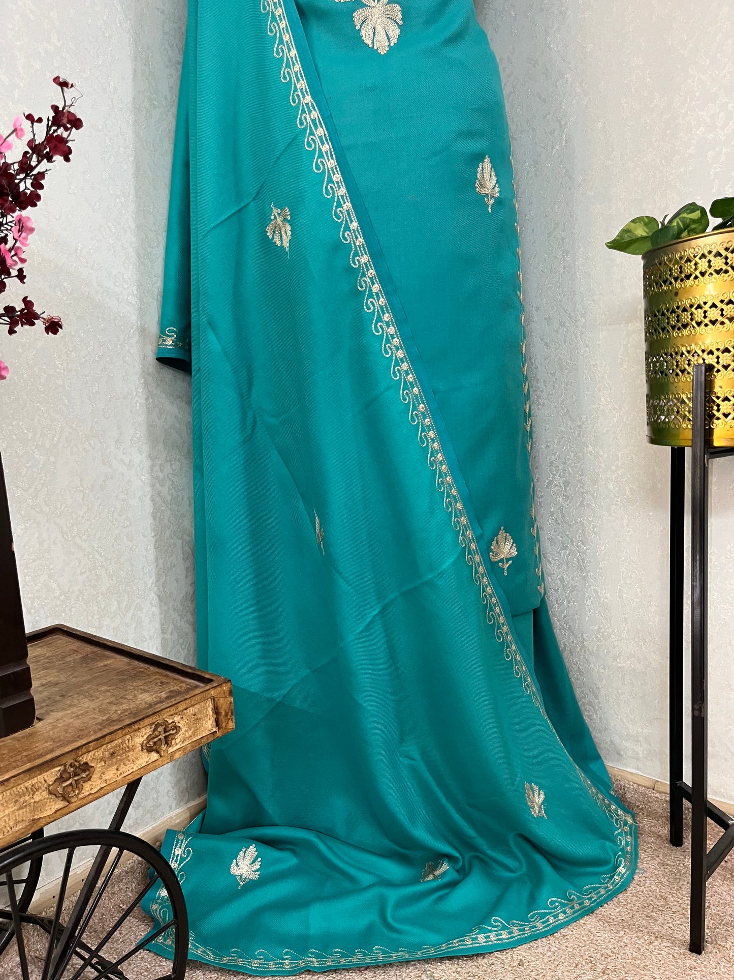 Sky Blue Tilla Embroidered 3pc Suit Stole
