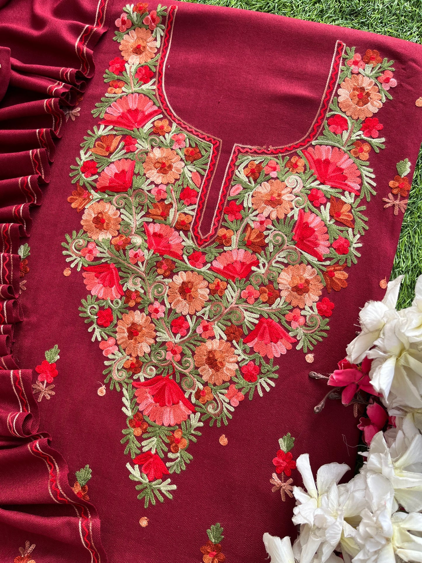 Coke Woollen Aari Embroidered 3pc suit