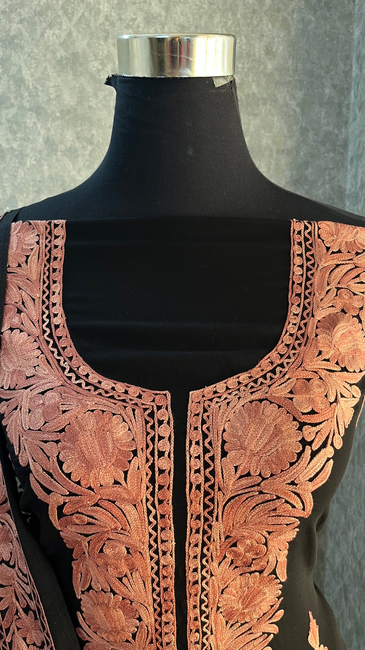 Georgette Black 3 Pc Kashmiri Suit