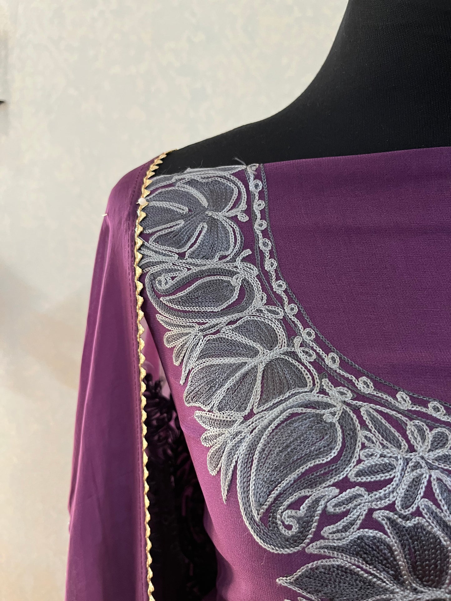 Purple Pure Georgette 3 Pc Heavy Kashmiri Suit