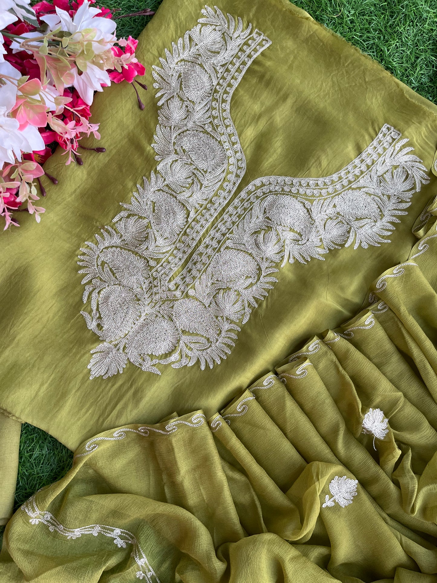 Heena Green Silk Tilla Kashmiri Suit