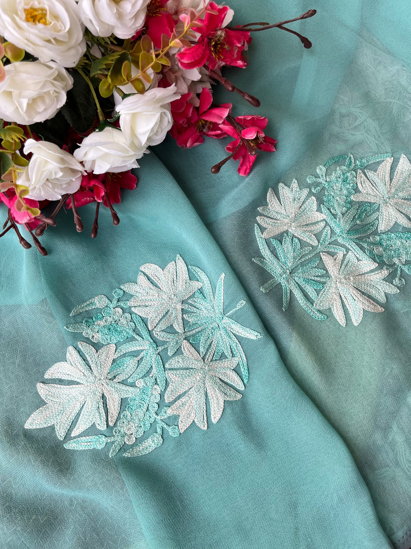 Soft Blue Georgette Unstitched Kurta Material