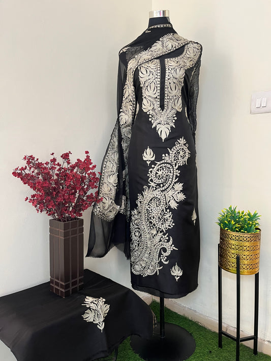 Black Tilla Embroidered Suit material