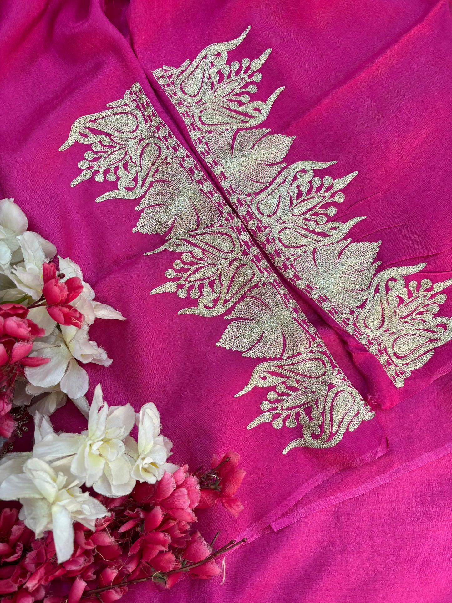 Sanam Hot Pink Silk Kashmiri Suit