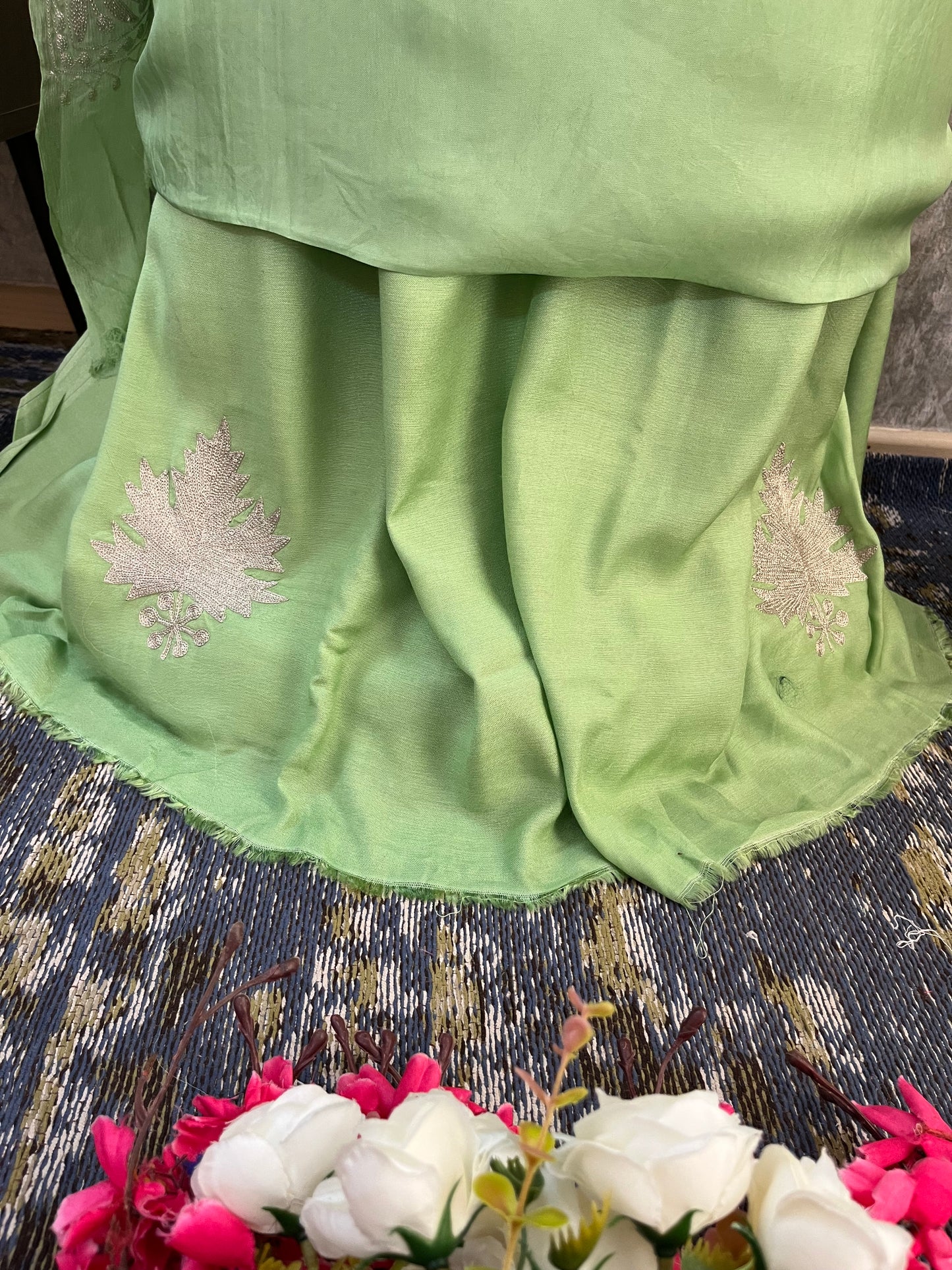 Soft Green Sanam’ Tilla Kashmiri Silk Suit