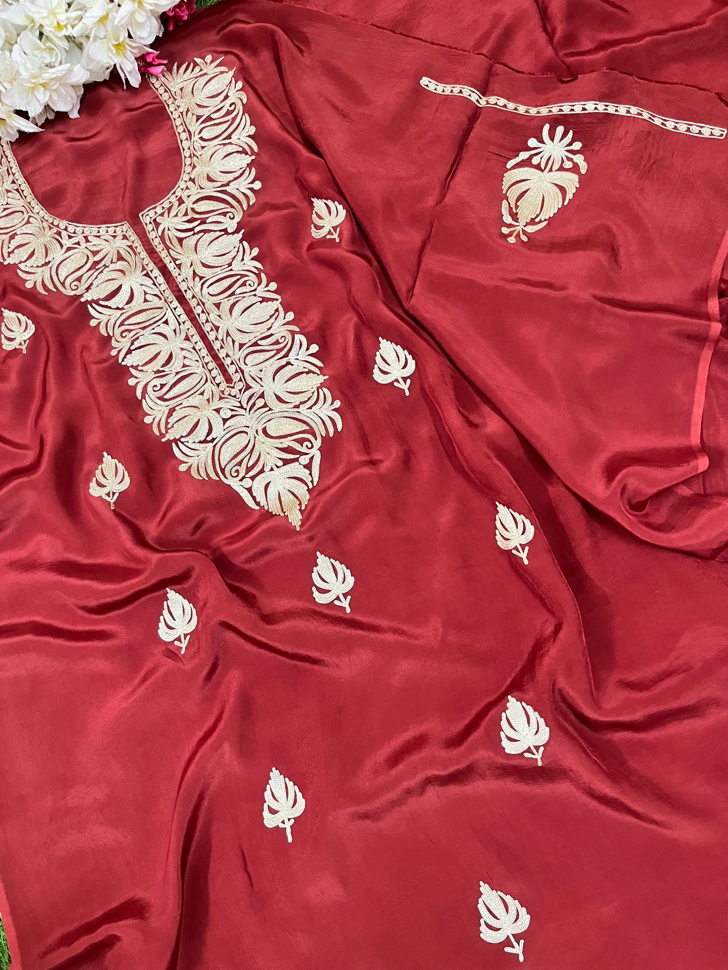 ‘Kalaa’ Rust Crape Kashmiri Suit