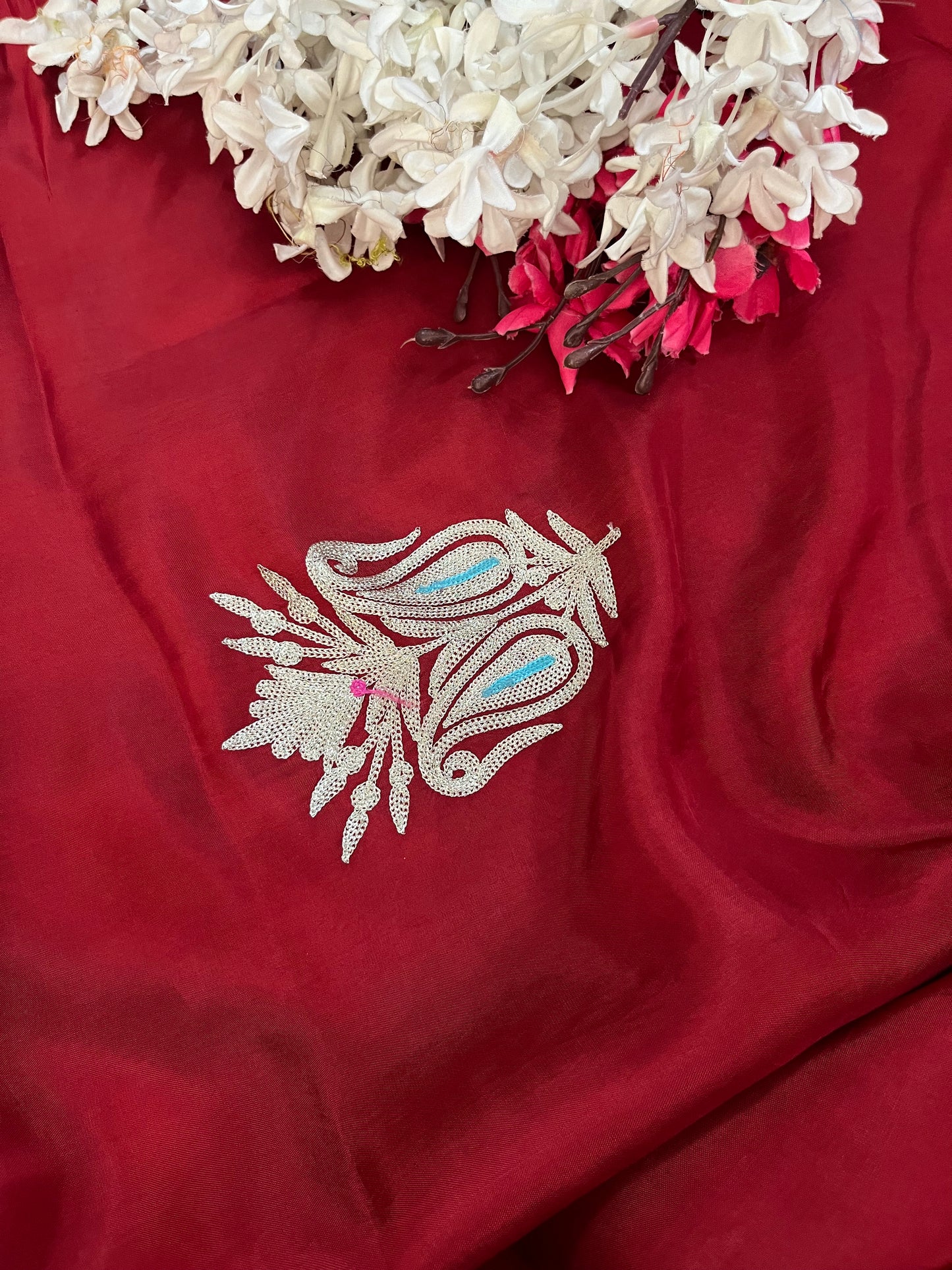 Maroon Opada Silk Kashmiri Suits