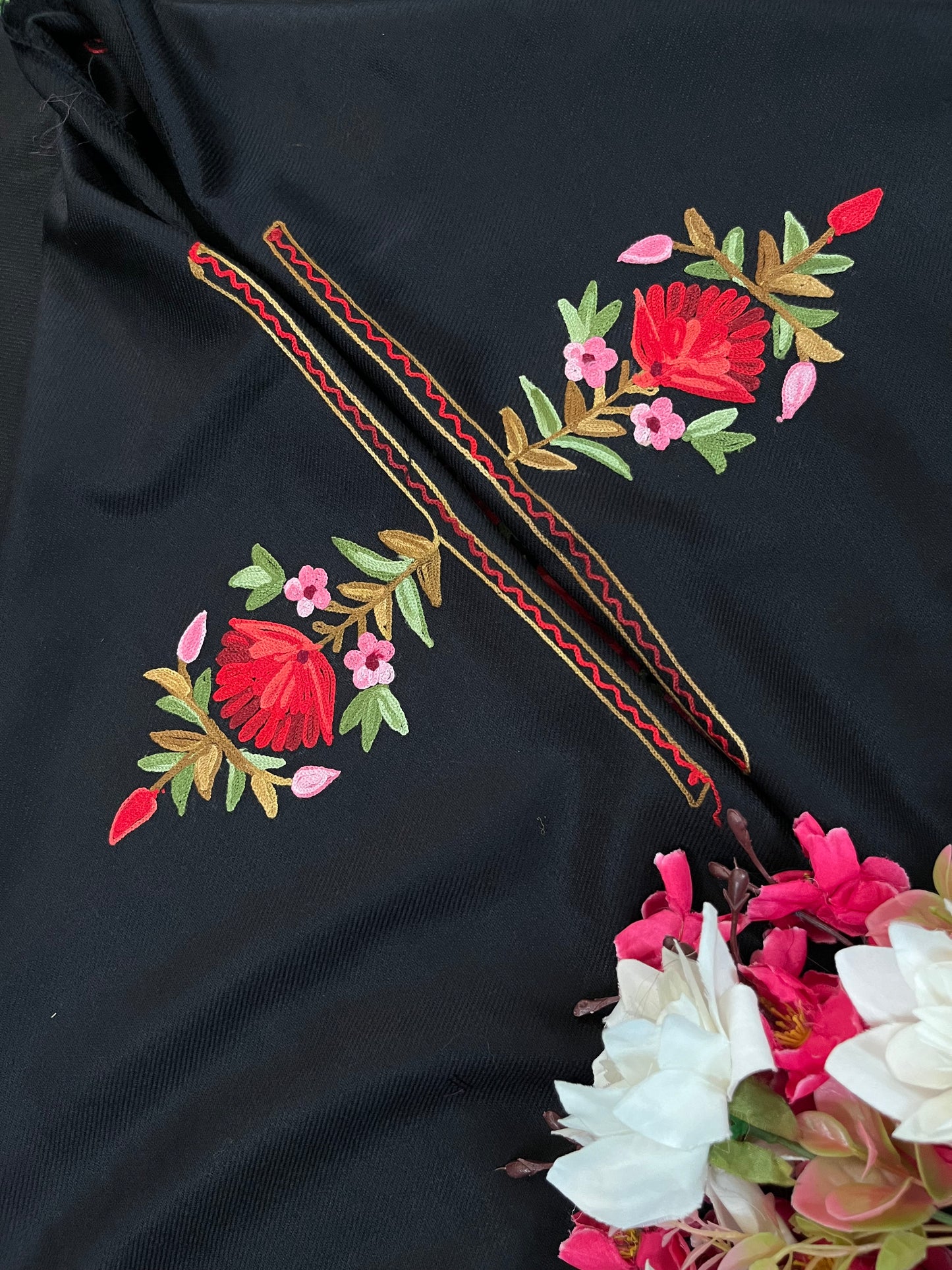 Black Woollen Aari Embroidered 3pc suit