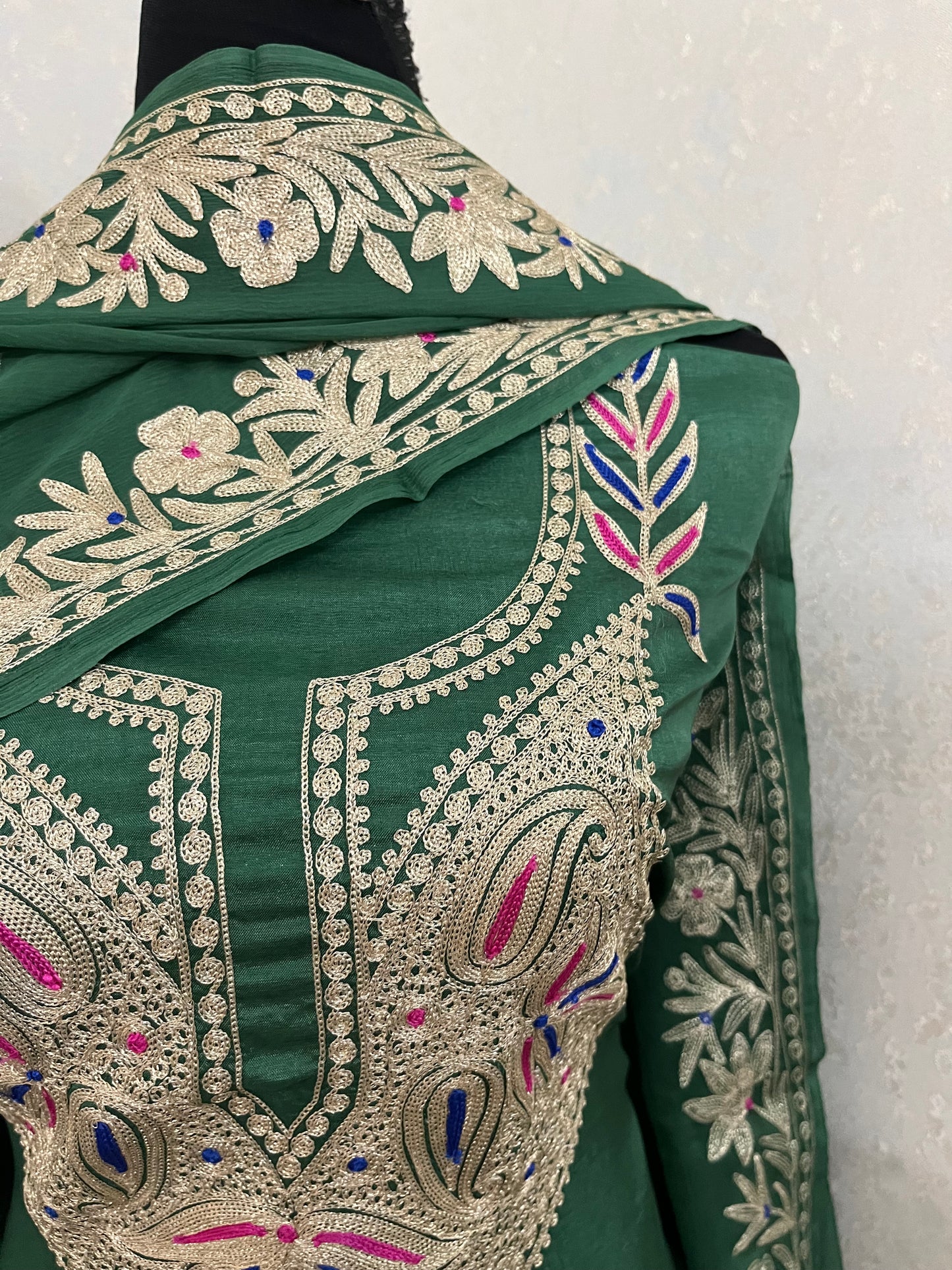Soft Green Opada Silk Kashmiri Suits