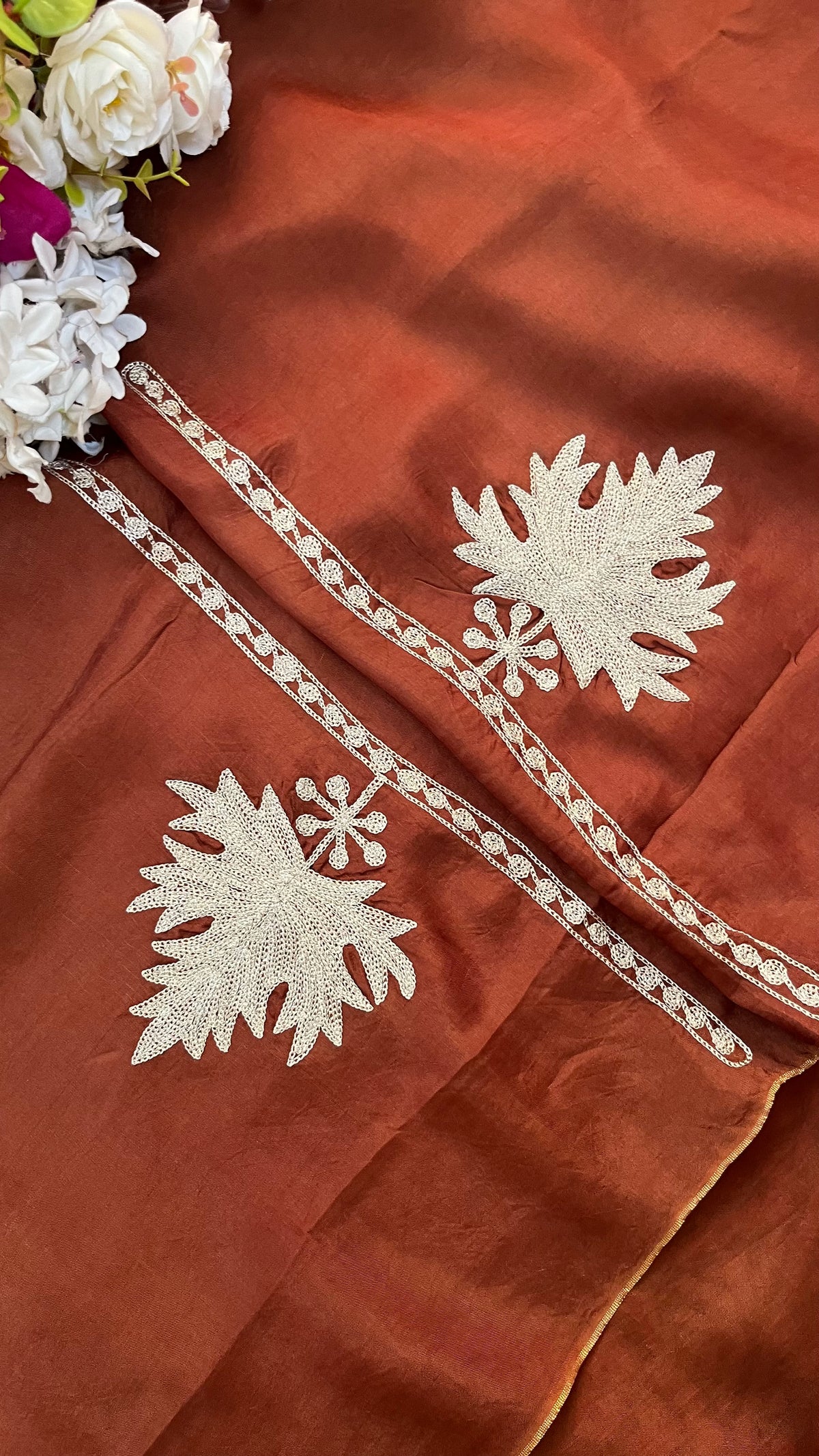 Brown Sanam’ Tilla Kashmiri Silk Suit