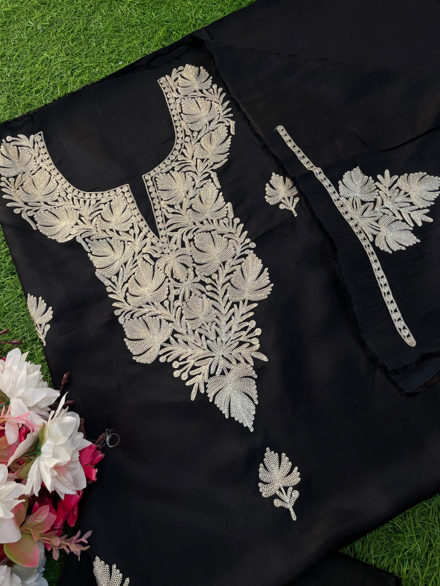 Black Silk Tilla Kashmiri Suit