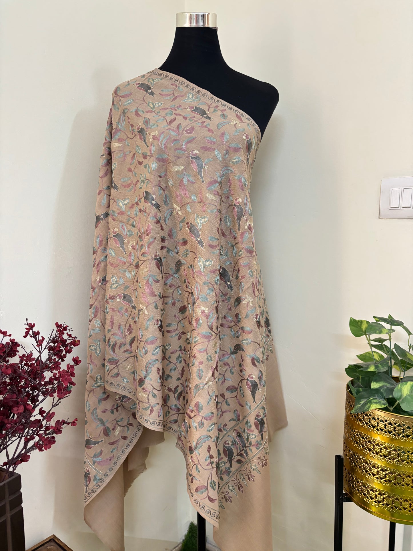 Beige Pancchi Kashmiri Stole