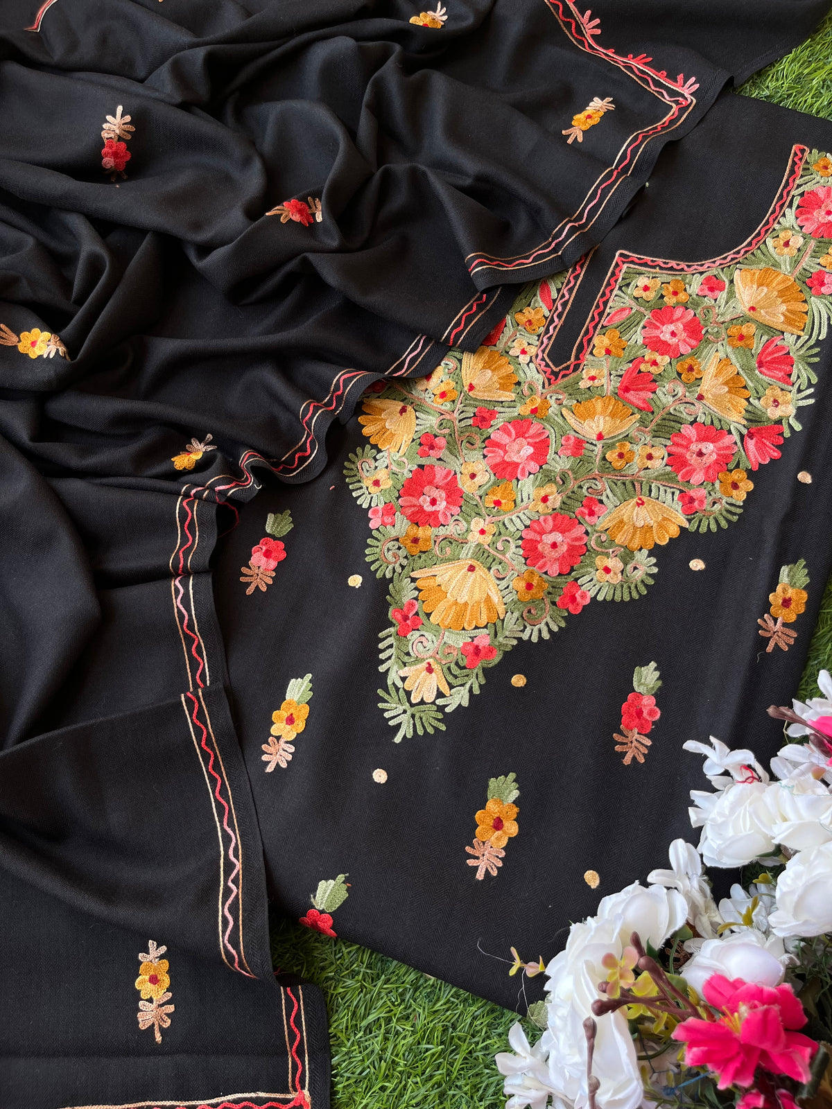 Black Woollen Aari Embroidered 3pc suit