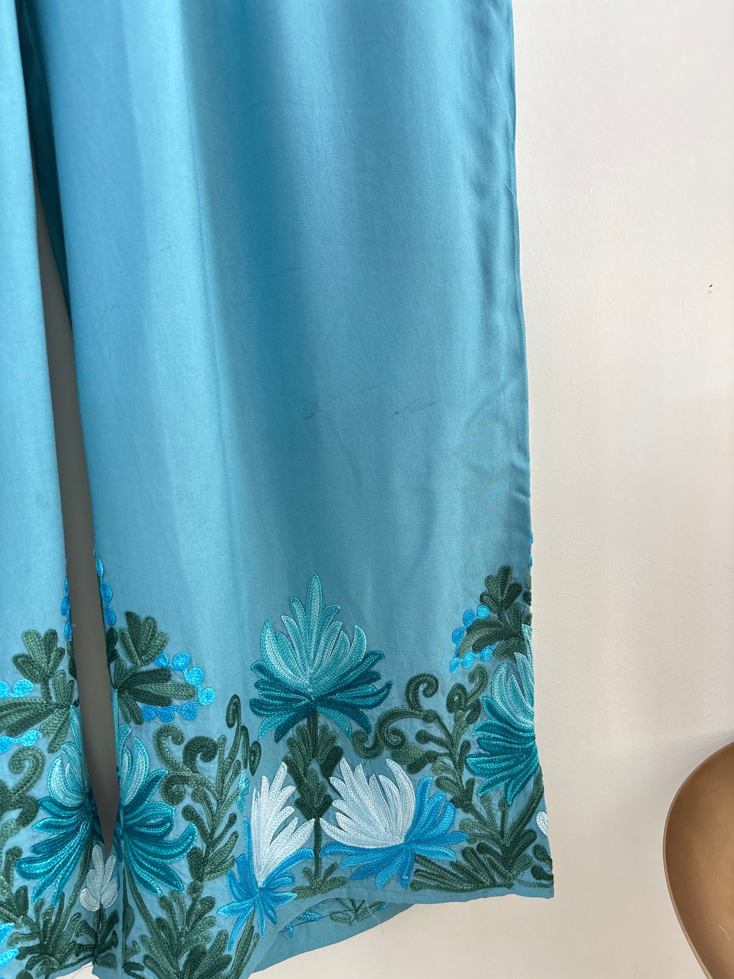 Women Blue Chinaar Aari Embroidered Palazzos ‘30’