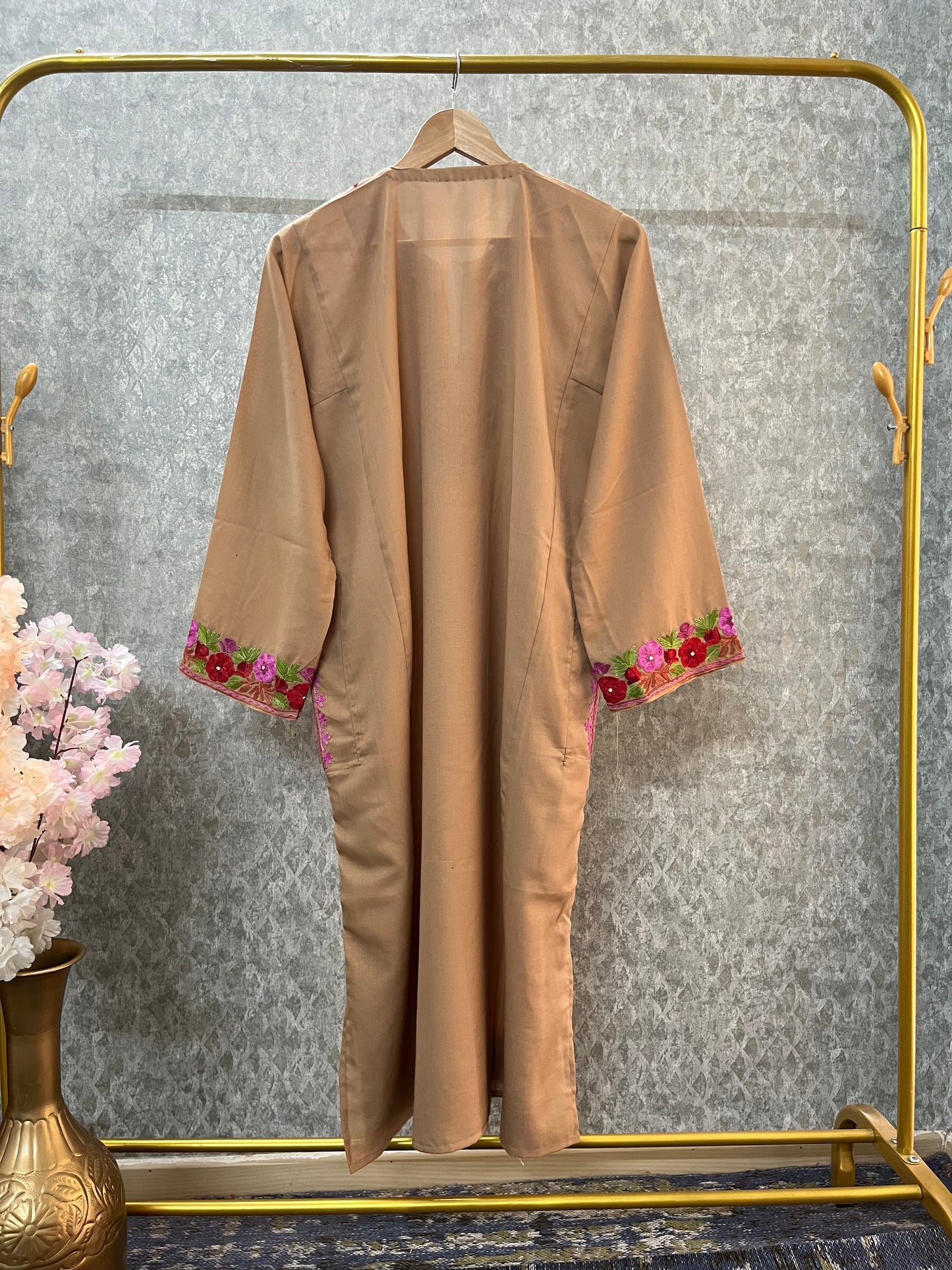 Beige Cotton Aari Work Kurta