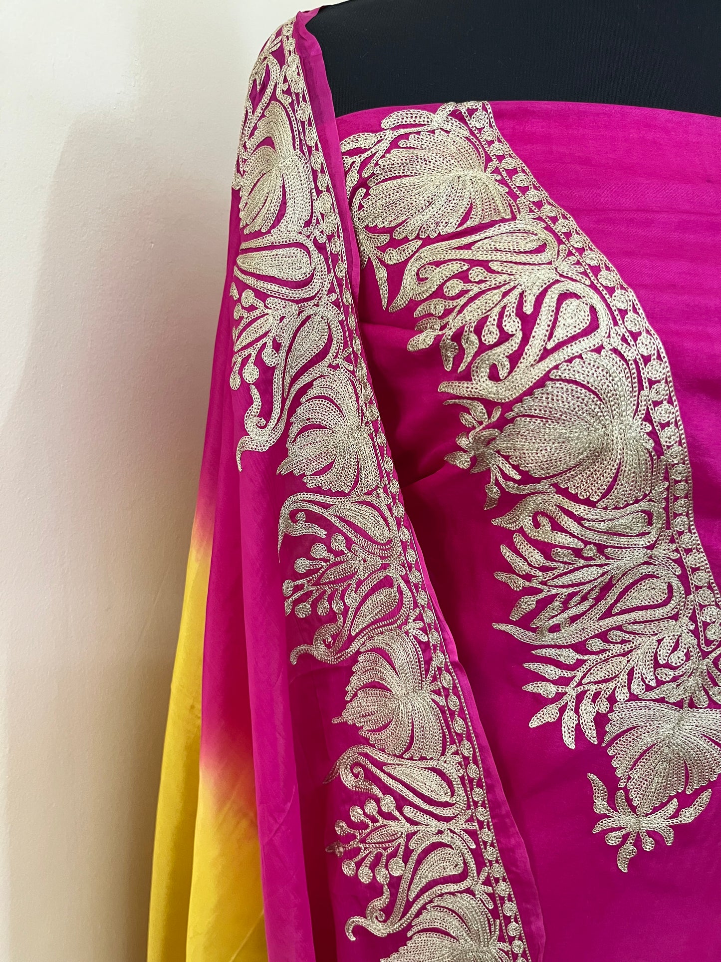 Sanam Hot Pink Silk Kashmiri Suit