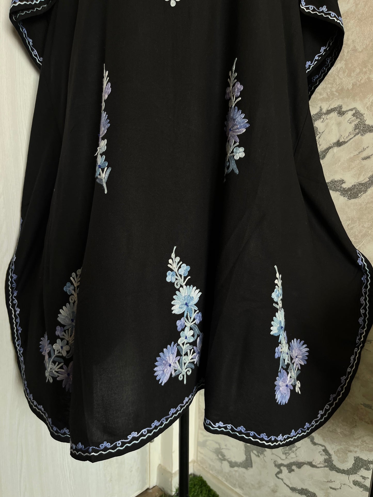 Black Cotton Aari embroidered Kaftan