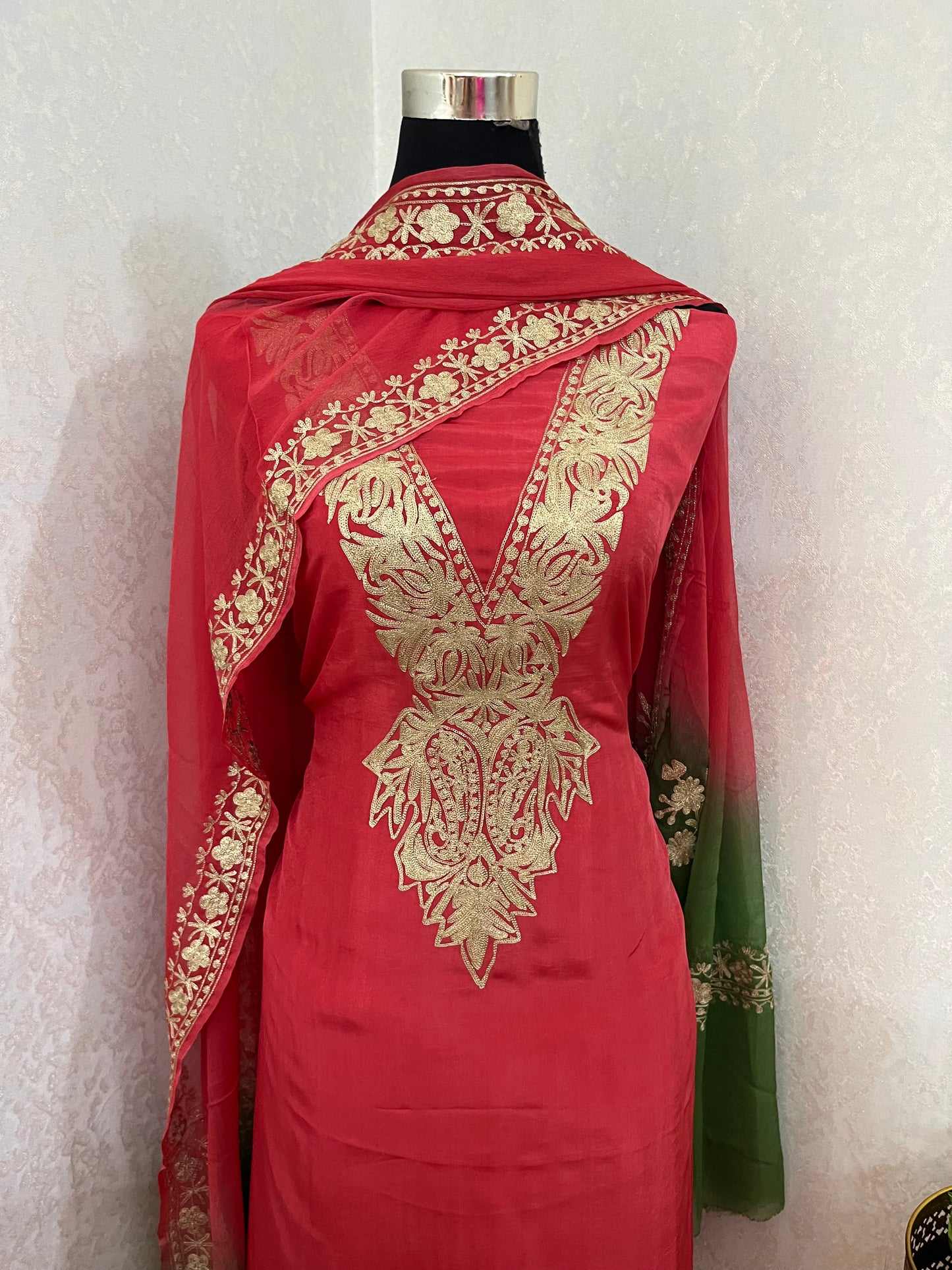 Sanam Electric Blue Silk Kashmiri Suit