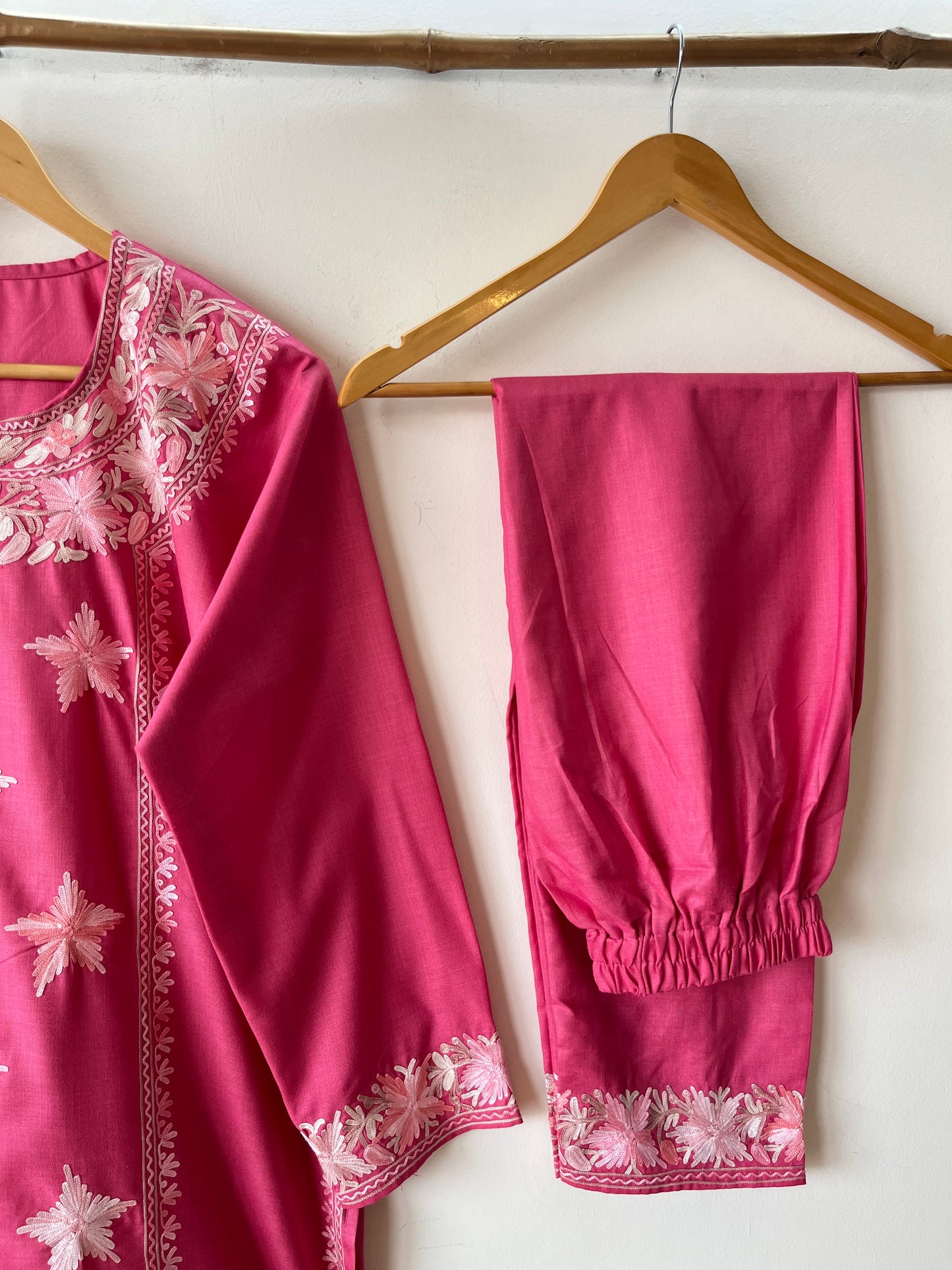 Pink Cotton Stitched Co-ord Set (XXL)