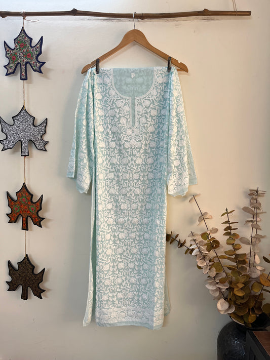 Georgette Front Back Jaal Kashmiri  Semi Stitched Kurta
