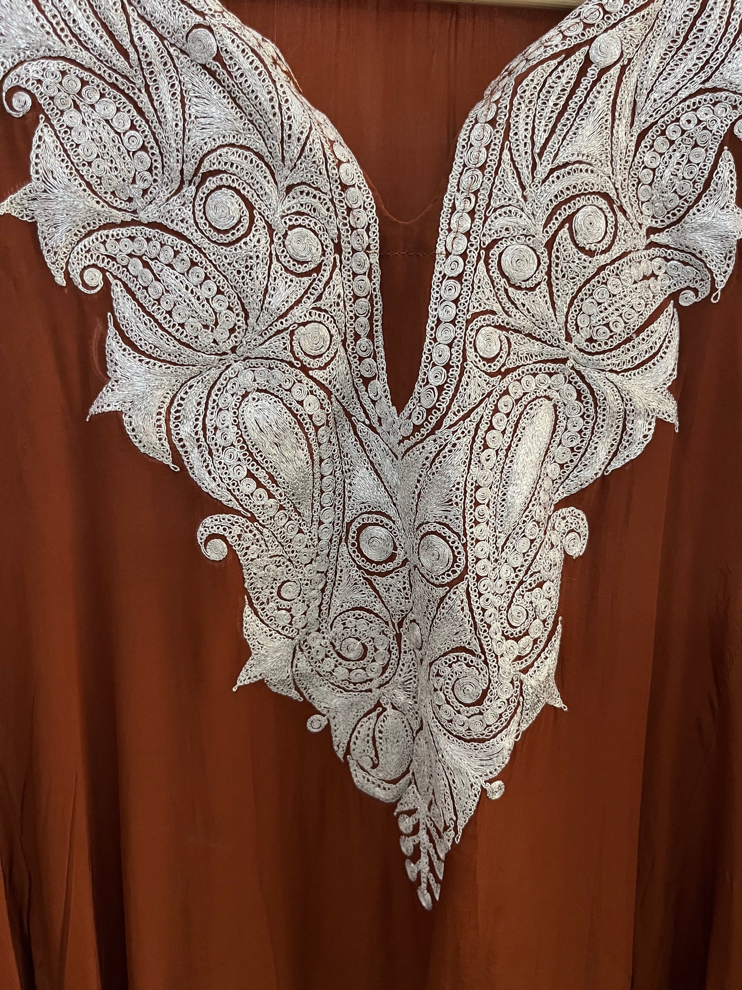Coffee Stitched Crape Pheran Set with dupatta (46)