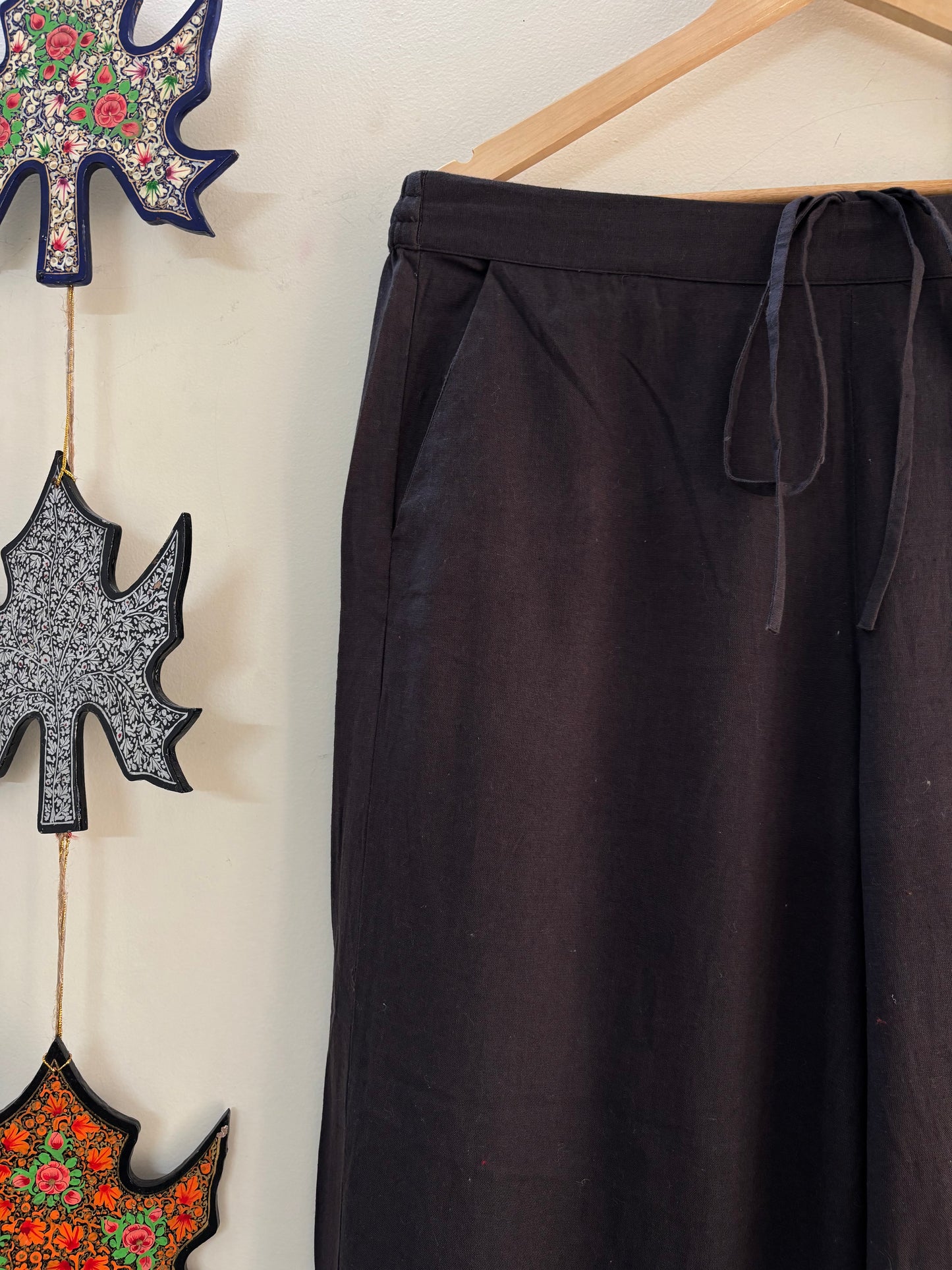 Women Charcoal Grey Wide Leg Chinar Aari Embroidered Palazzos