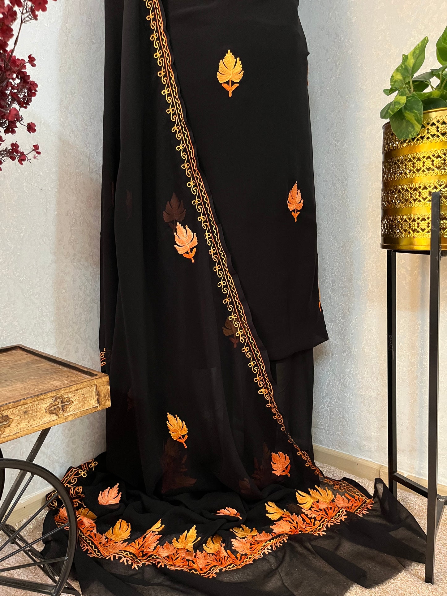 Georgette Black 3 Pc Aari Embroidered Suit Set
