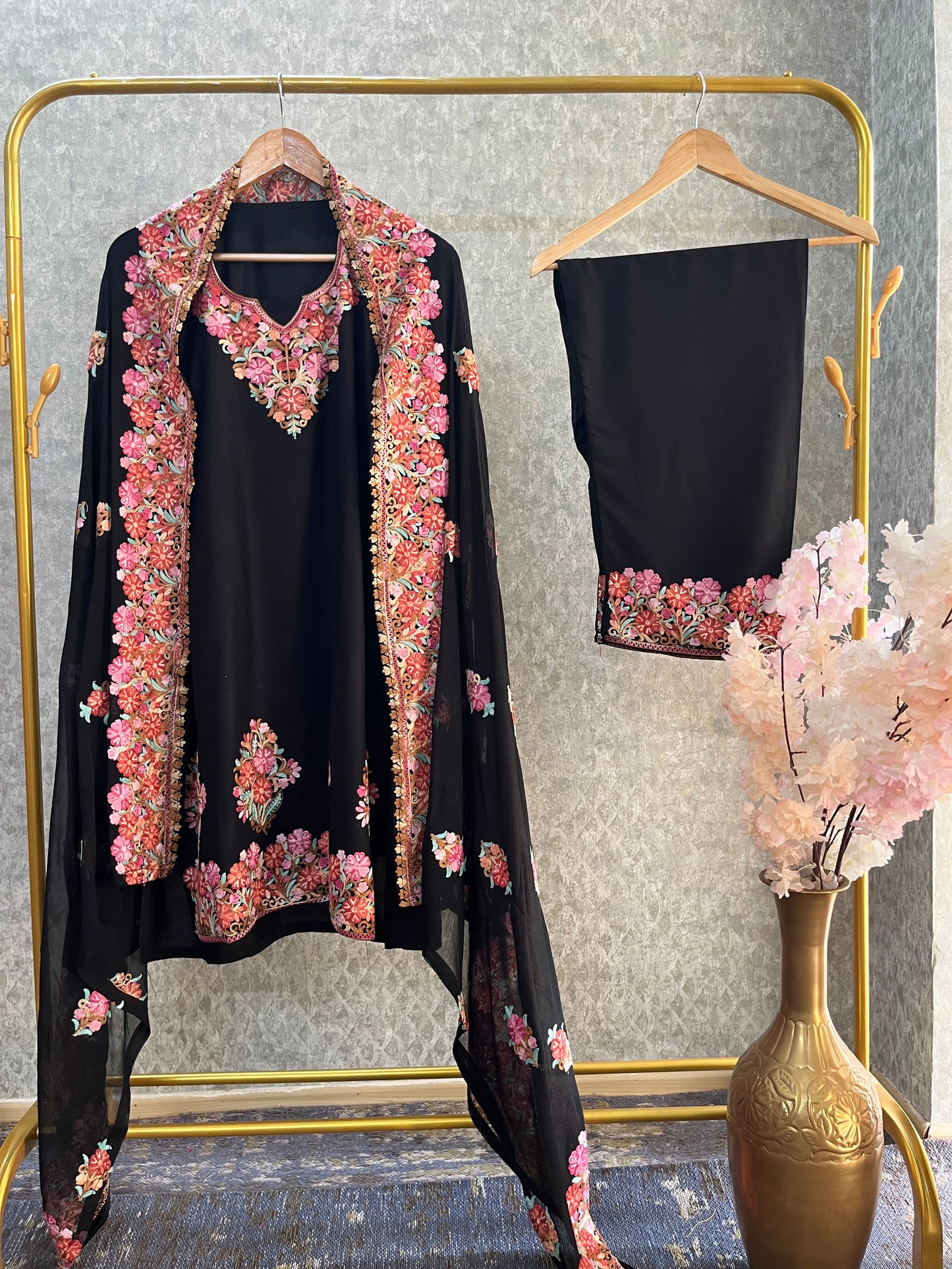 Black Cotton Stitched Co-ord Set with dupatta (44)