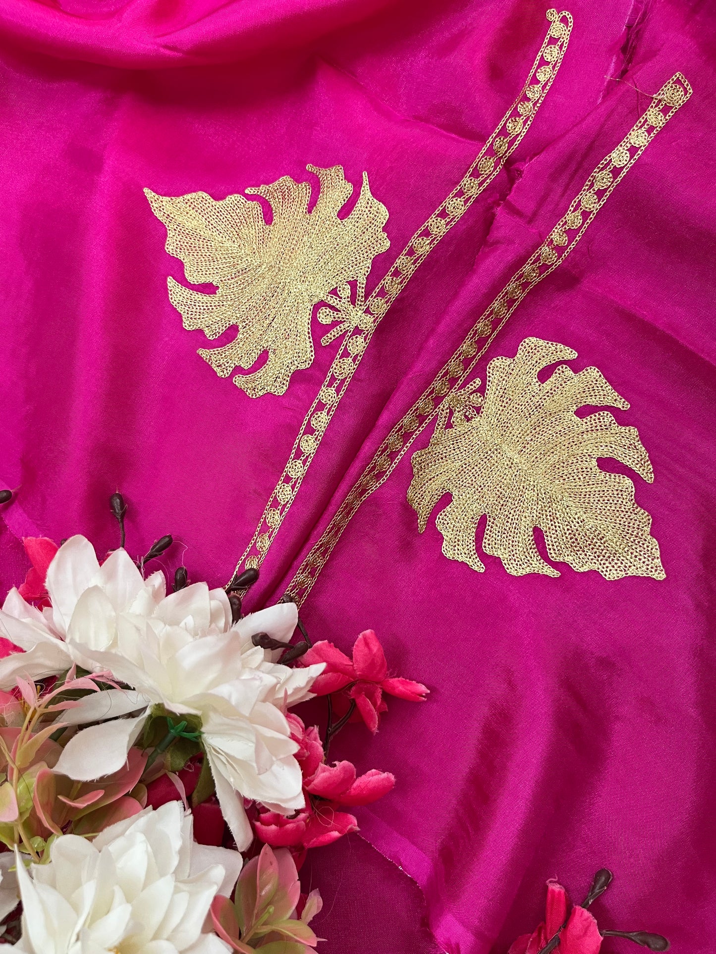 Hot Pink Silk Tilla Kashmiri Suit